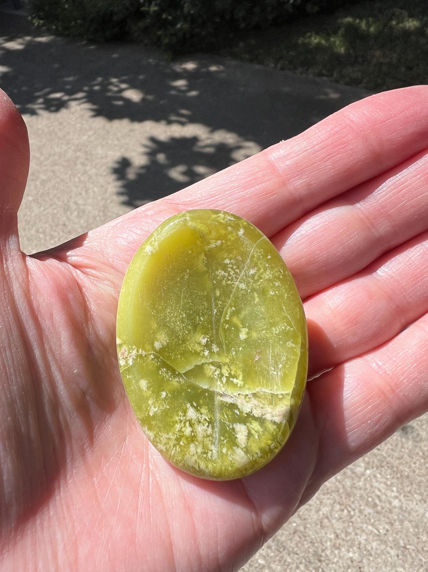 Yellow Serpentine Worry Stone, Crystal Healing, Gift, High Vibration Crystals, 2”