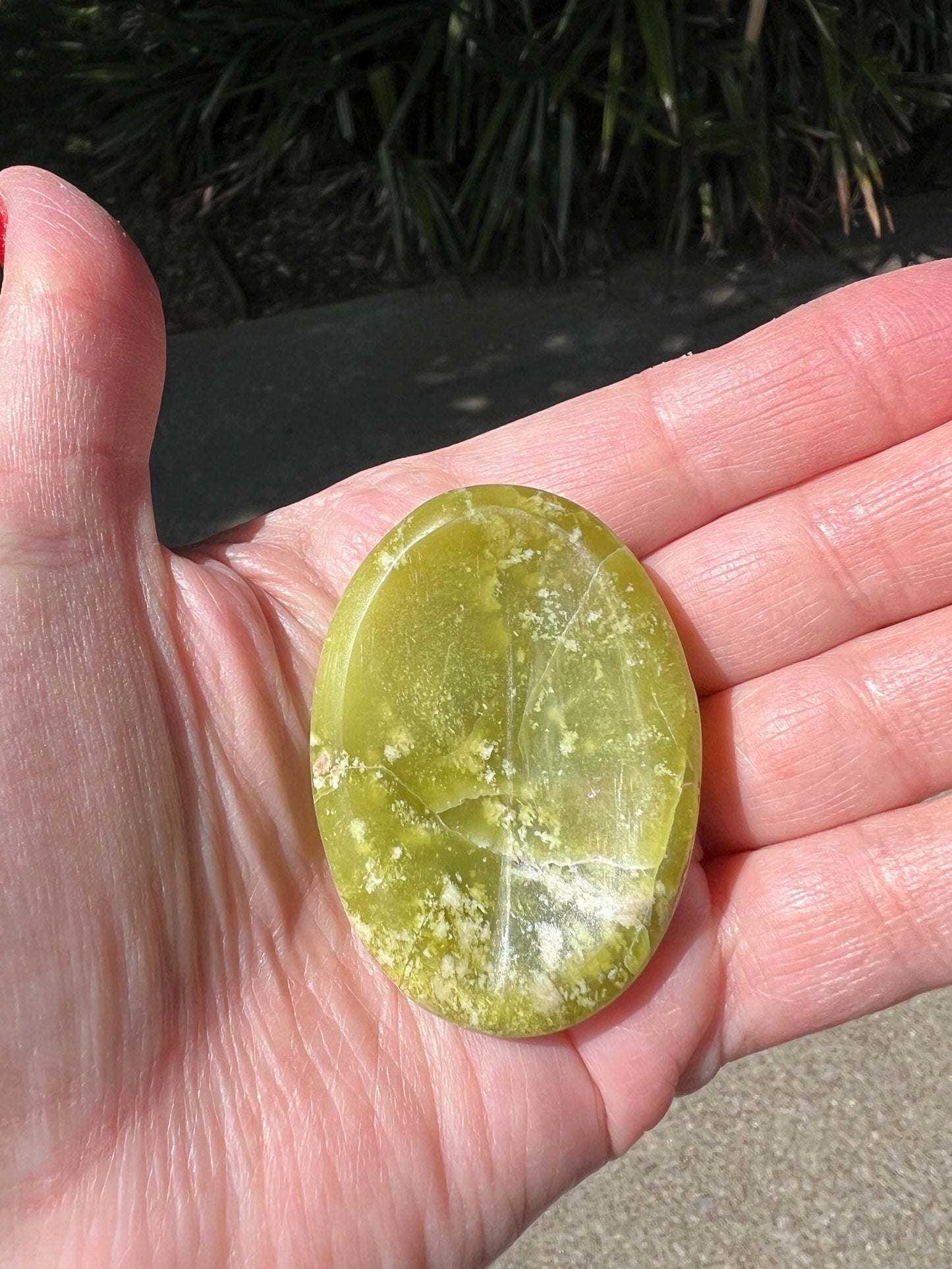 Yellow Serpentine Worry Stone, Crystal Healing, Gift, High Vibration Crystals, 2”