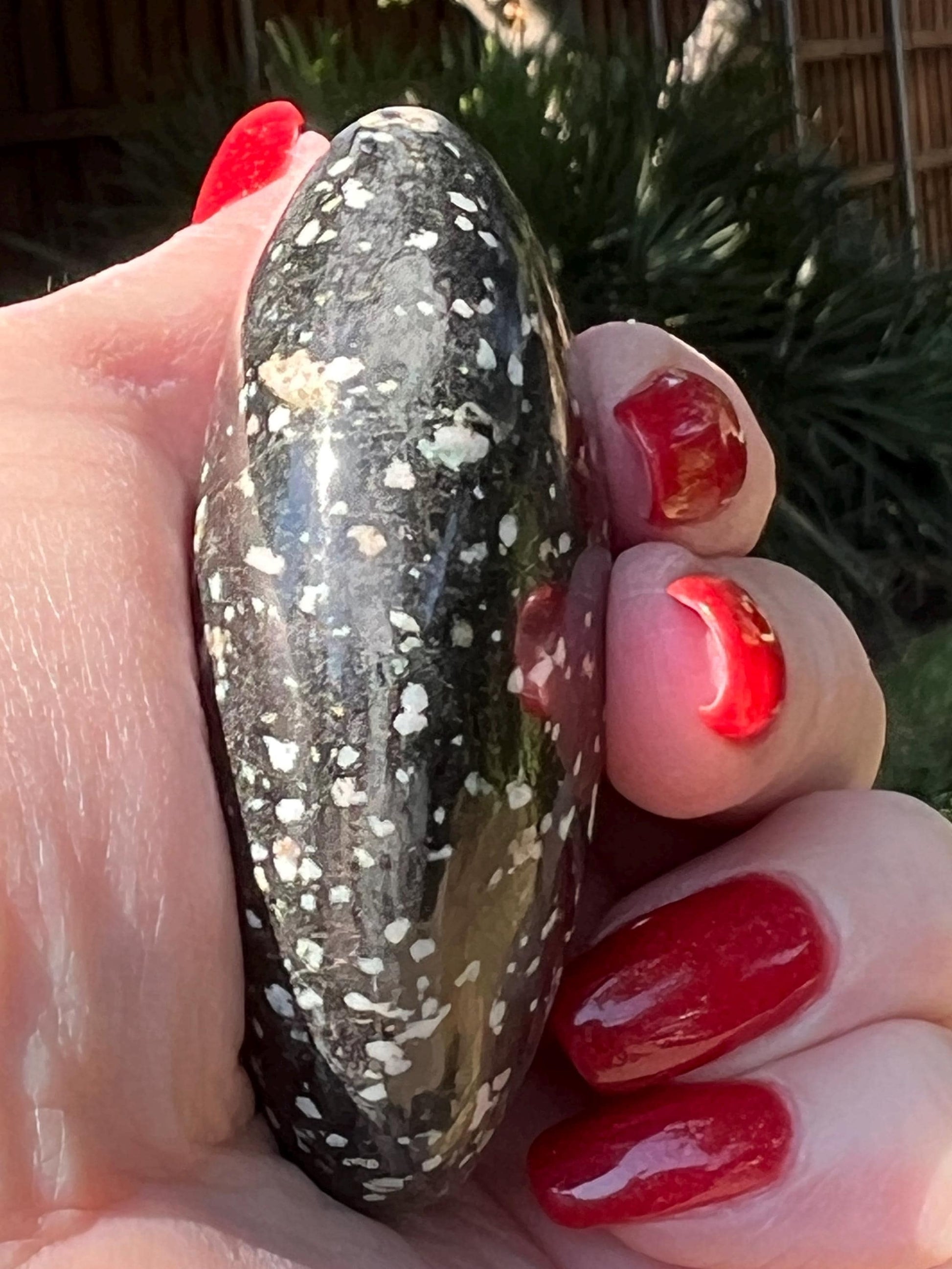 Large Snowflake Obsidian Palm Stone, 2.5”, gift, altar, high frequency crystals