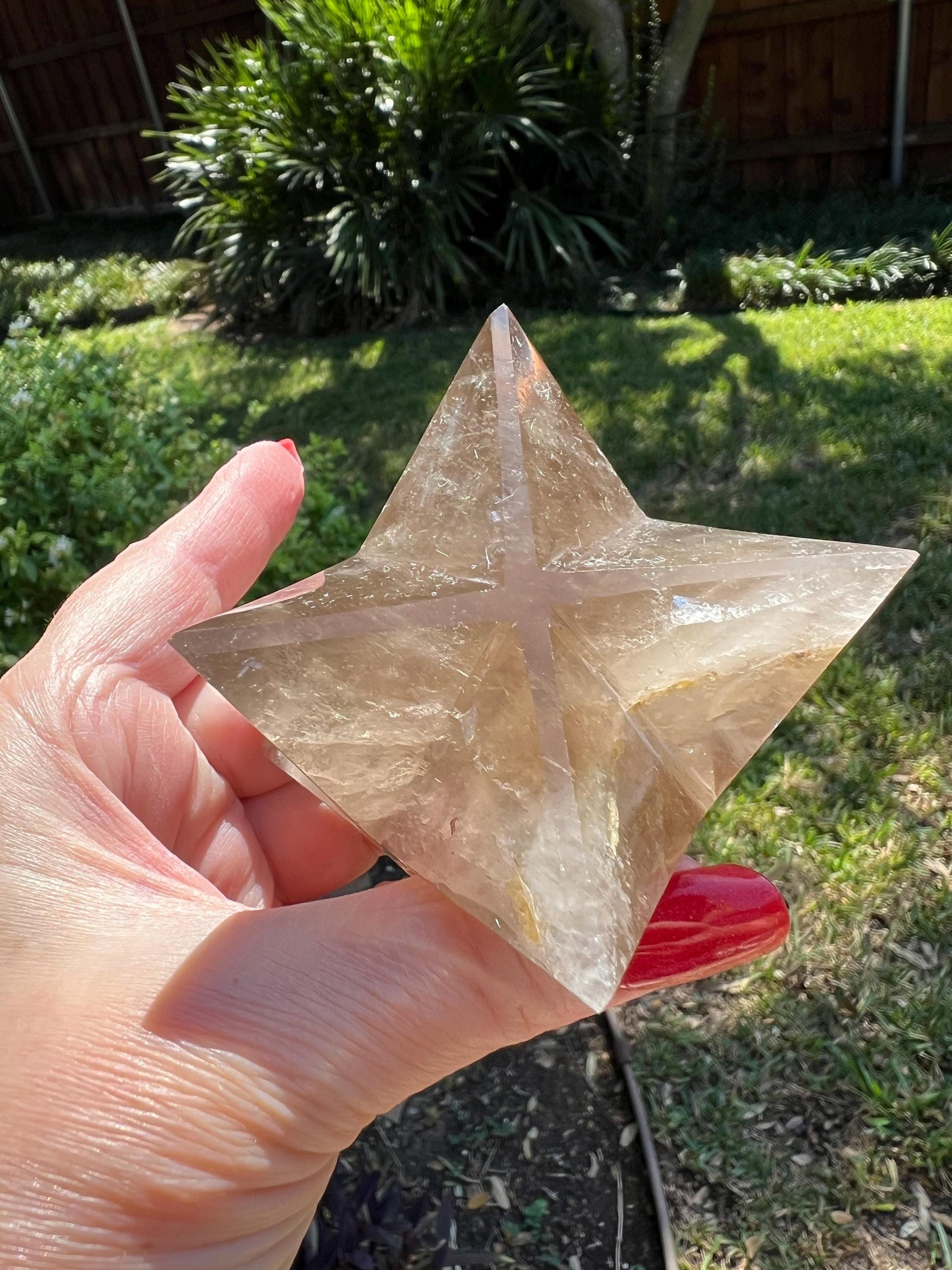 Smoky Quartz Merkaba Star 3.75”, high vibration crystals, crystal healing, rainbows, gift