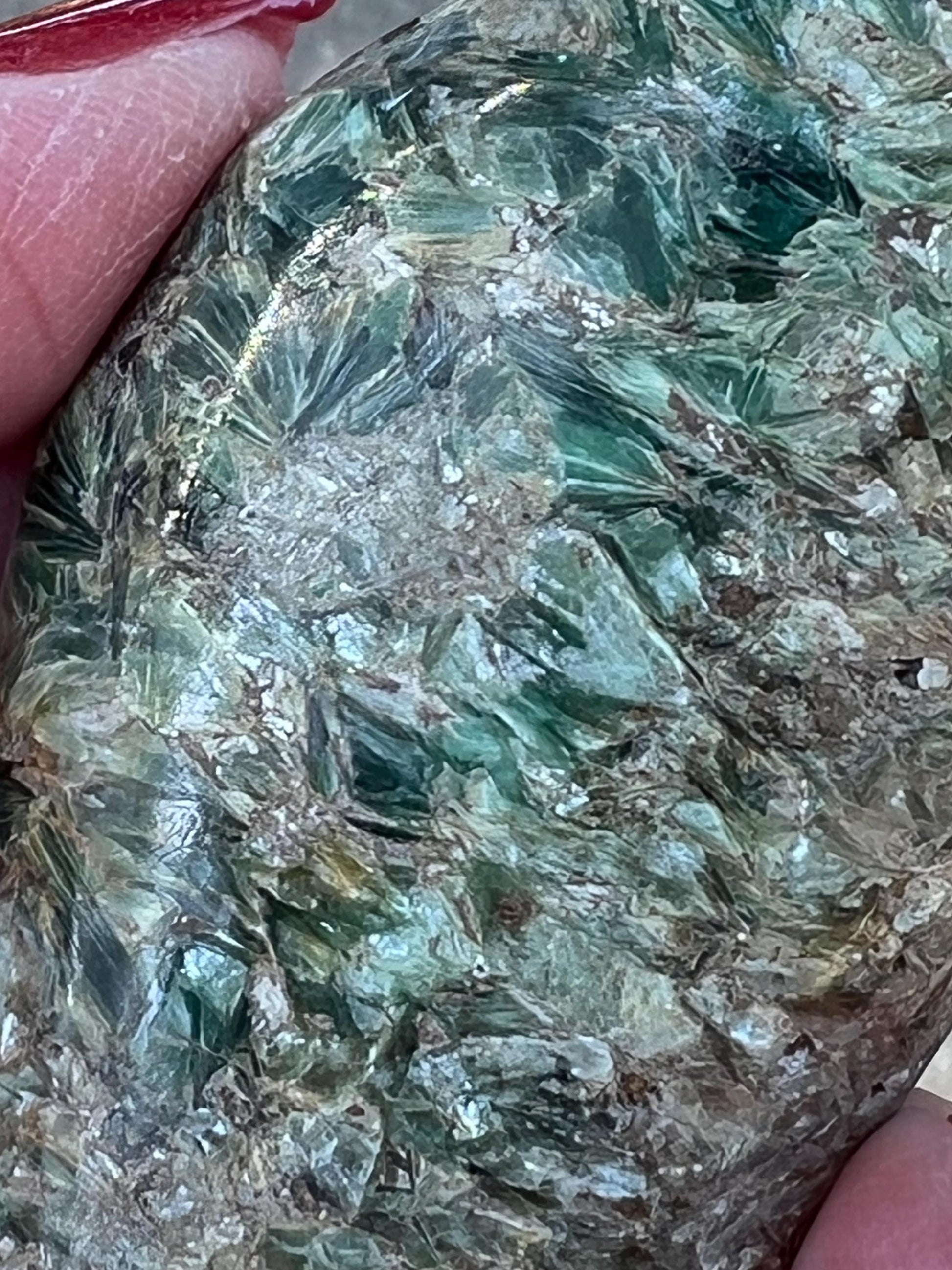 Green Kyanite Palm Stone, astonishing color, rare, 2.5”, gifts, tarot, crystal healing