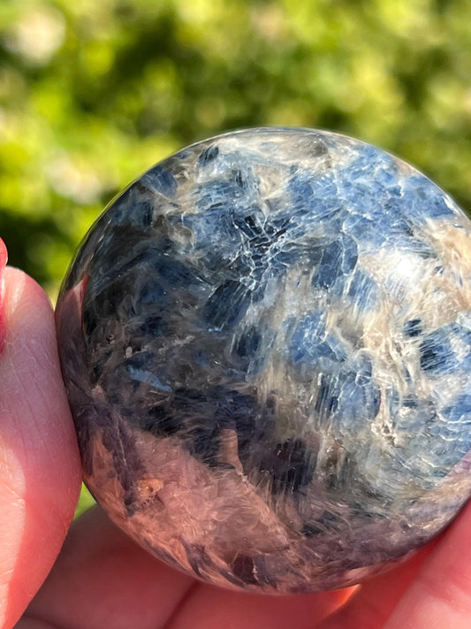 Premium Blue Kyanite Sphere, 6.75” around, new, gorgeous high vibration crystals