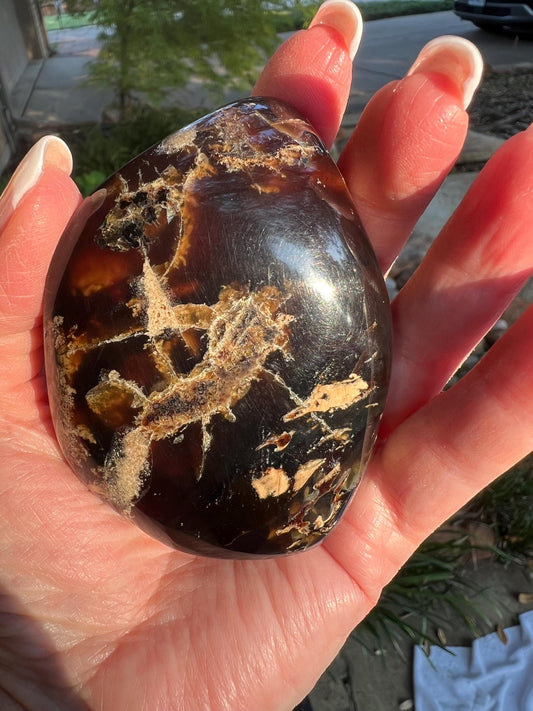 Large amber polished chunk, New, altar, gift, high vibration crystals, natural, crystal healing, 3”