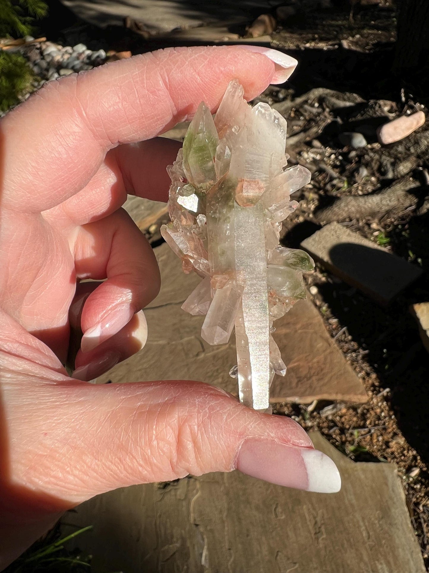 Strawberry Pink Mint Lemurian Fairy Cluster Bed, new, high quality, striations, crystal healing, 3”, hematite, premium