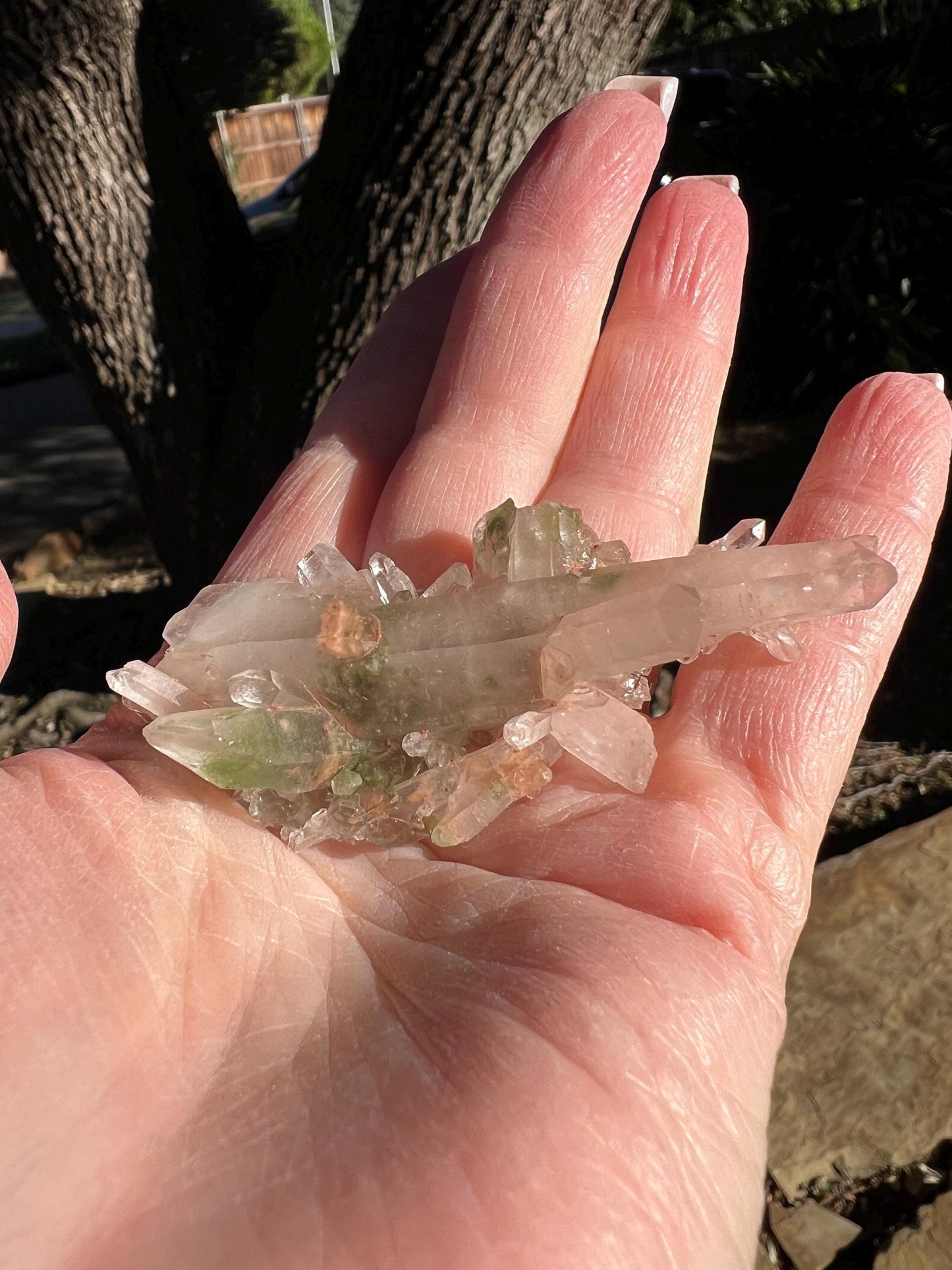 Strawberry Pink Mint Lemurian Fairy Cluster Bed, new, high quality, striations, crystal healing, 3”, hematite, premium