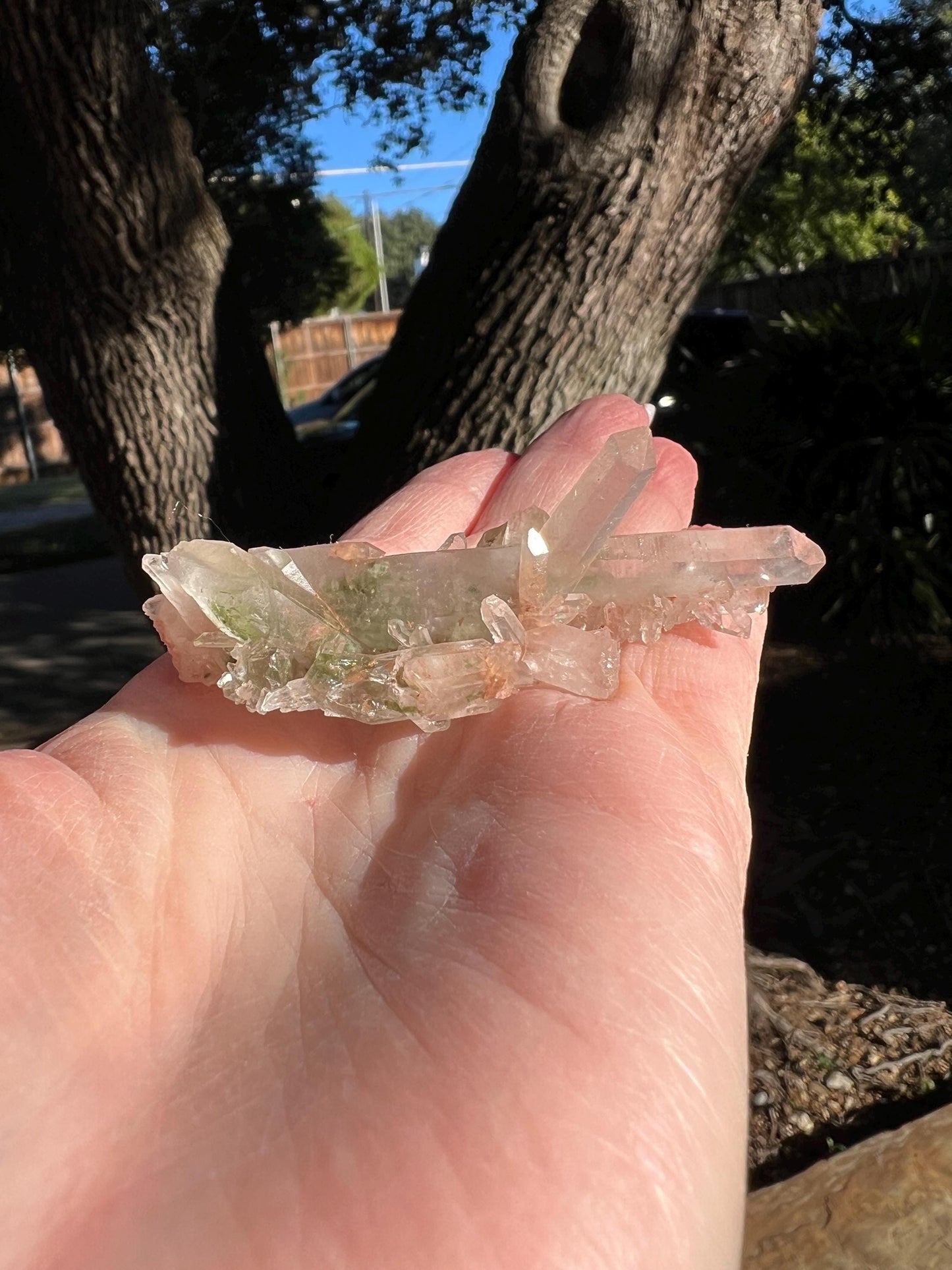 Strawberry Pink Mint Lemurian Fairy Cluster Bed, new, high quality, striations, crystal healing, 3”, hematite, premium