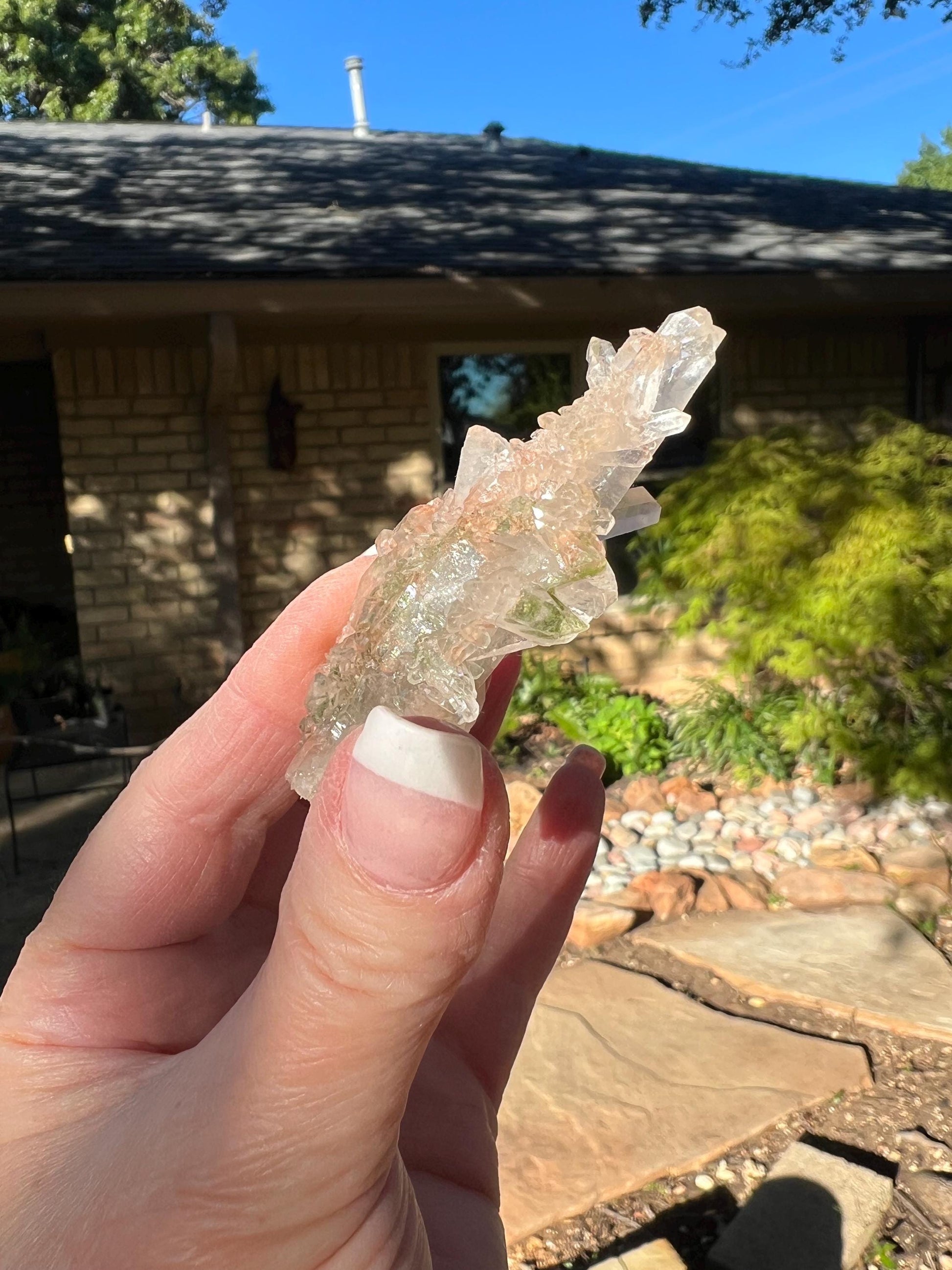 Strawberry Pink Mint Lemurian Fairy Cluster Bed, new, high quality, striations, crystal healing, 3”, hematite, premium