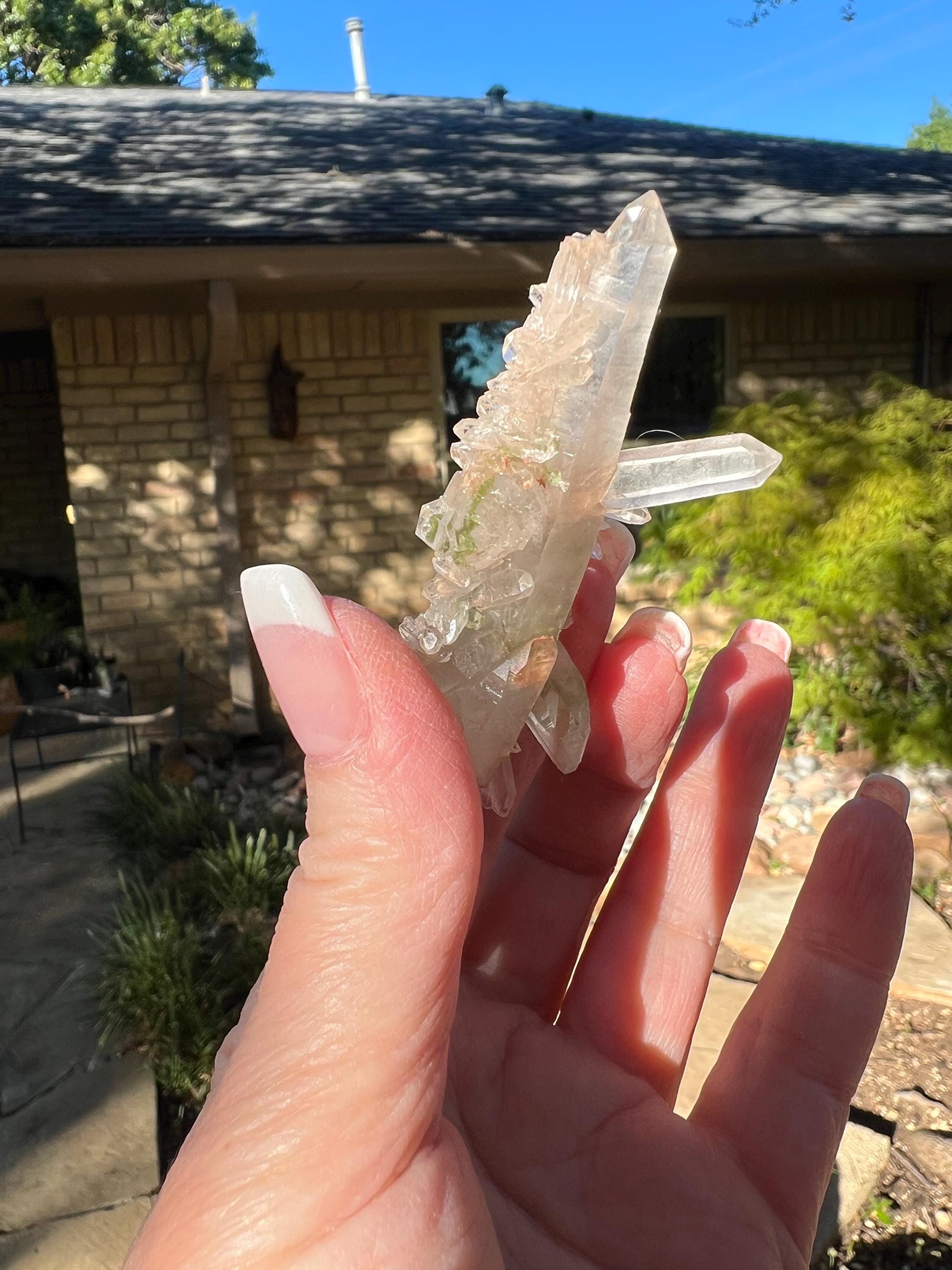 Strawberry Pink Mint Lemurian Fairy Cluster Bed, new, high quality, striations, crystal healing, 3”, hematite, premium