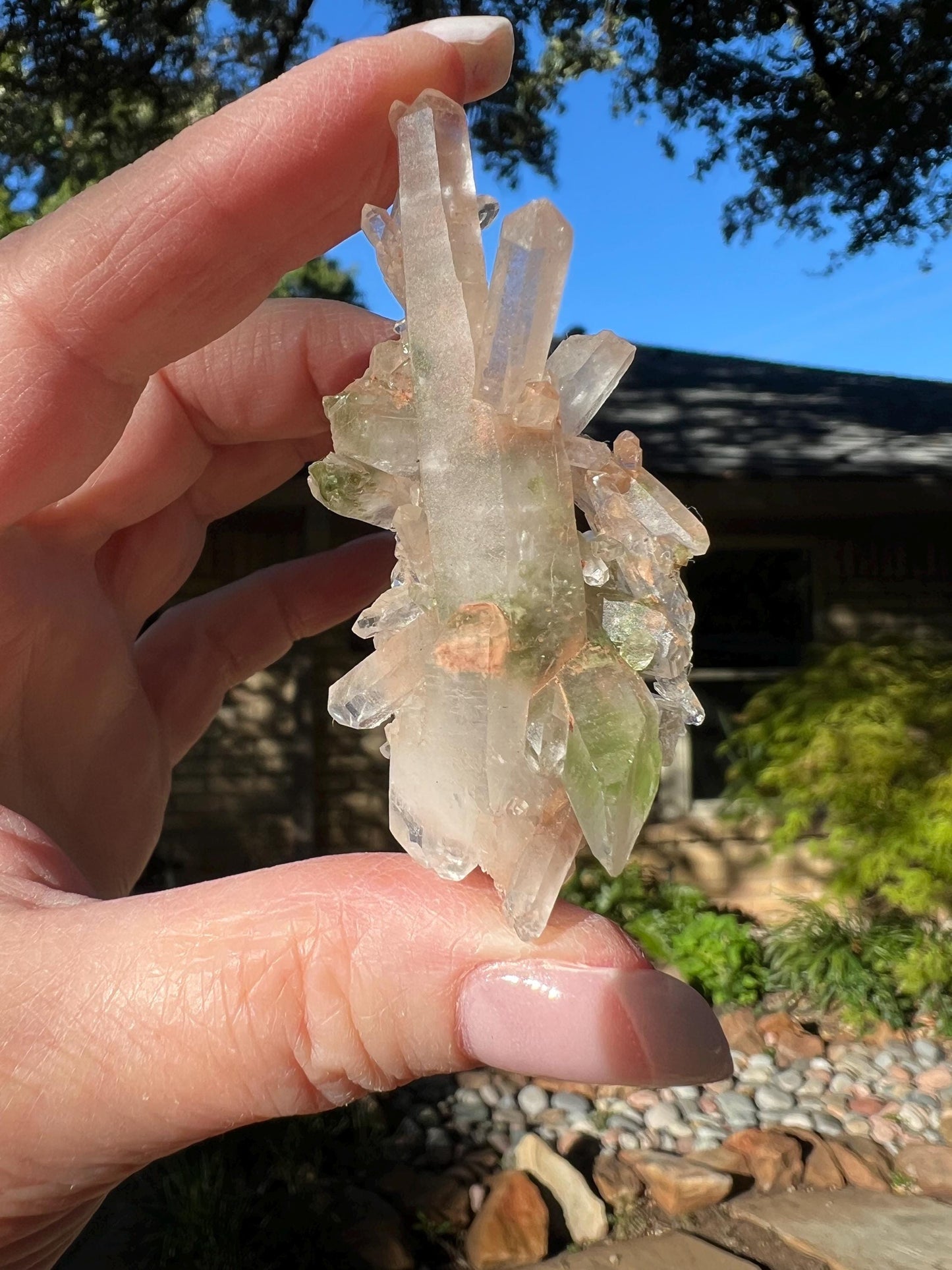 Strawberry Pink Mint Lemurian Fairy Cluster Bed, new, high quality, striations, crystal healing, 3”, hematite, premium