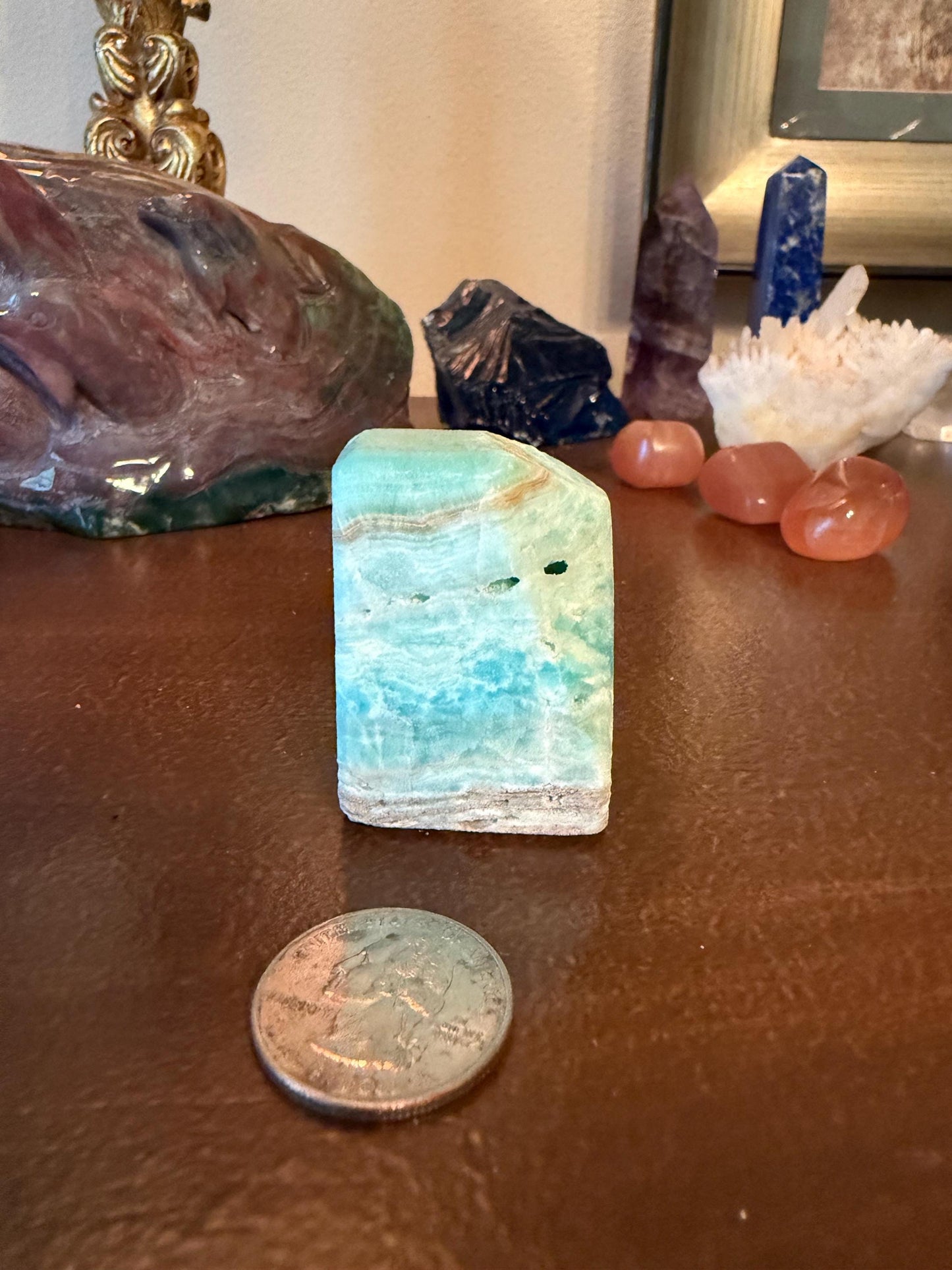 Blue Aragonite raw chunk 1.75”, New, Crystal Healing, Gift, Altar, High Vibration Crystals