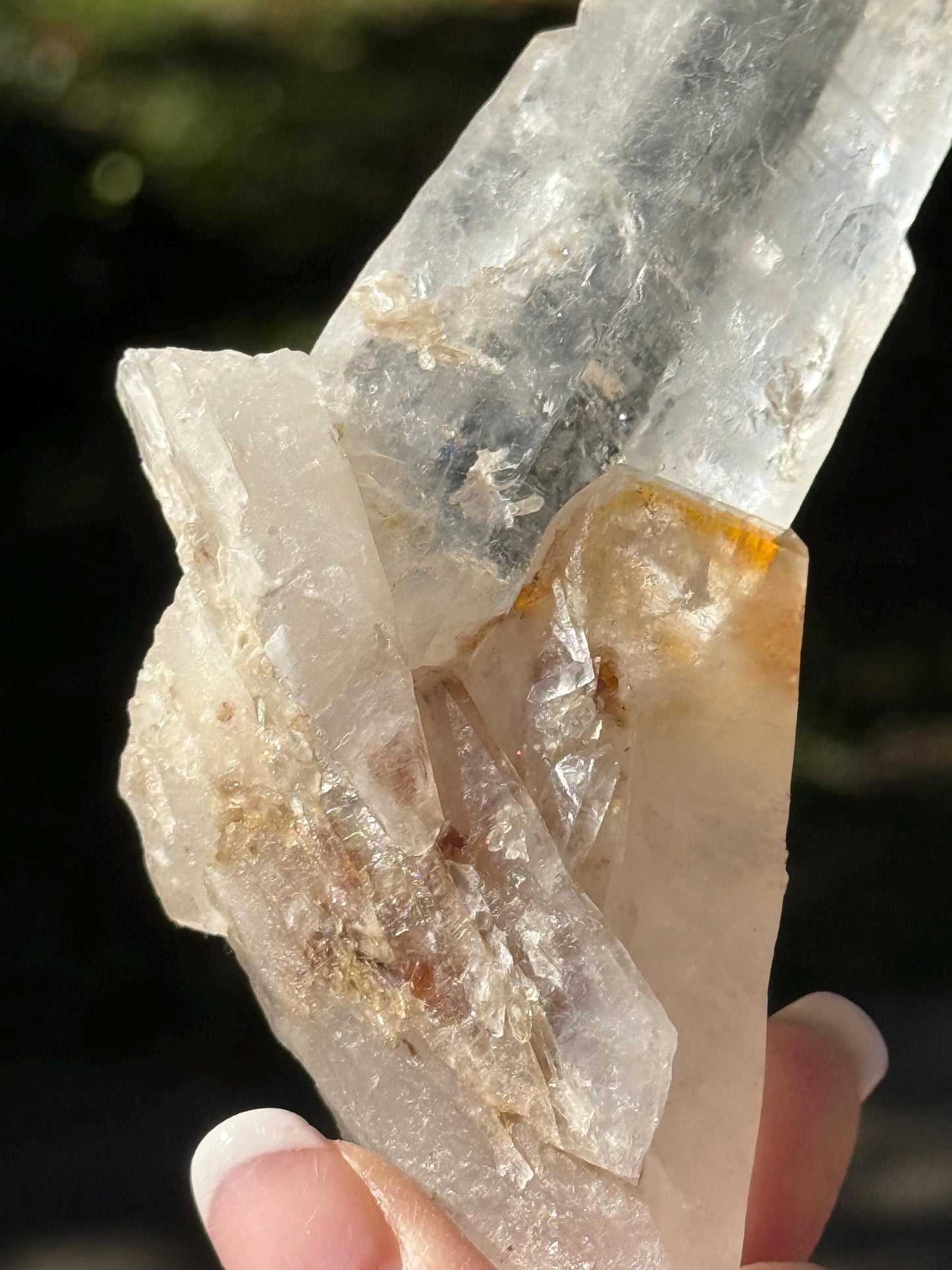 Laser Singing Lemurian Wand 7.75”, crossed bottom, New, gift, altar, high vibration crystals