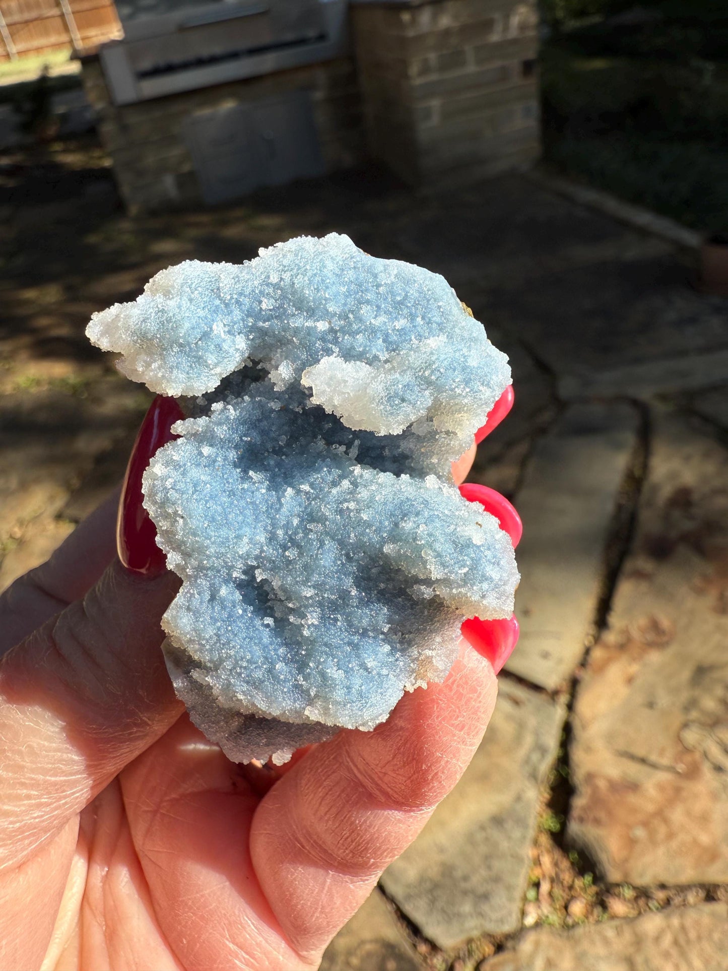 Blue Chalcedony Apophyllite with sparkle, celadonite, new, 2”, high vibration crystals, gifts, altar