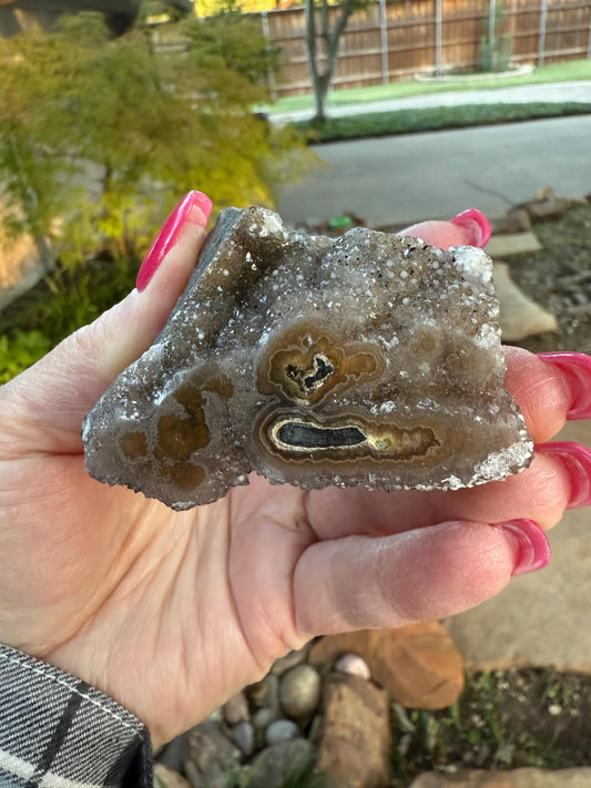 Mauve Brown Galaxy Stalactite Eye Amethyst Bed, 2”x2”, altar, gift, crystals, high vibration crystals