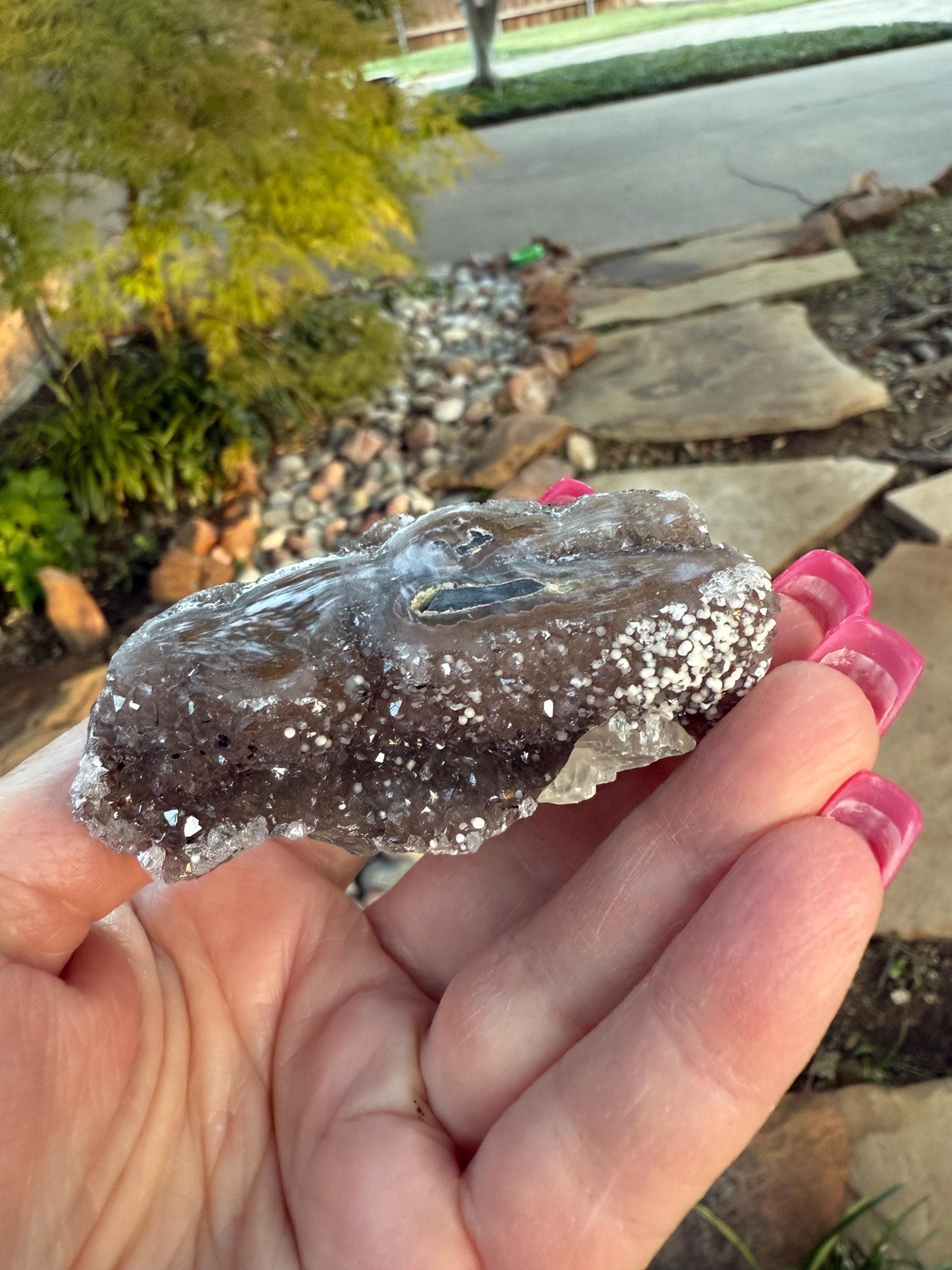 Mauve Brown Galaxy Stalactite Eye Amethyst Bed, 2”x2”, altar, gift, crystals, high vibration crystals