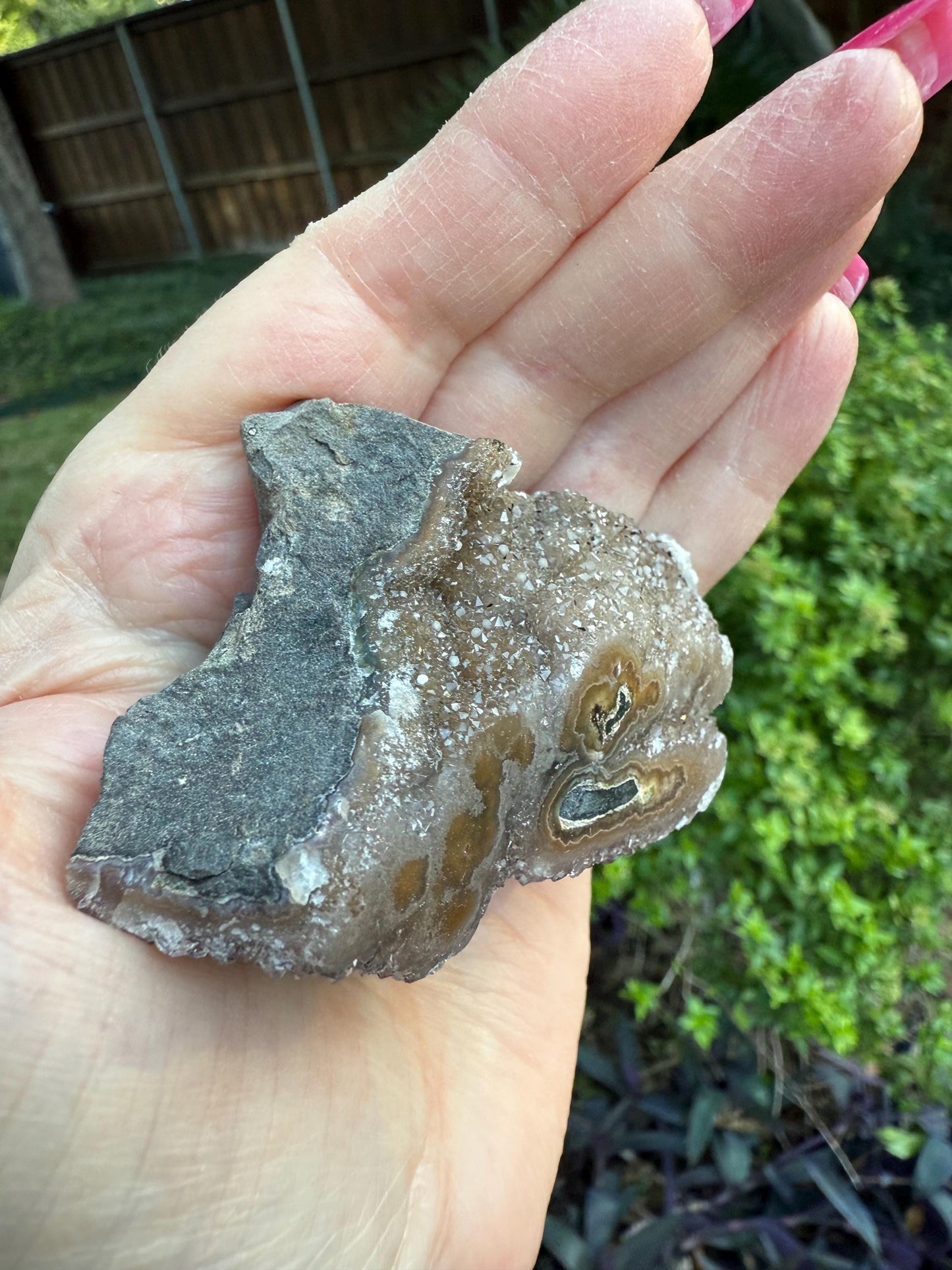 Mauve Brown Galaxy Stalactite Eye Amethyst Bed, 2”x2”, altar, gift, crystals, high vibration crystals