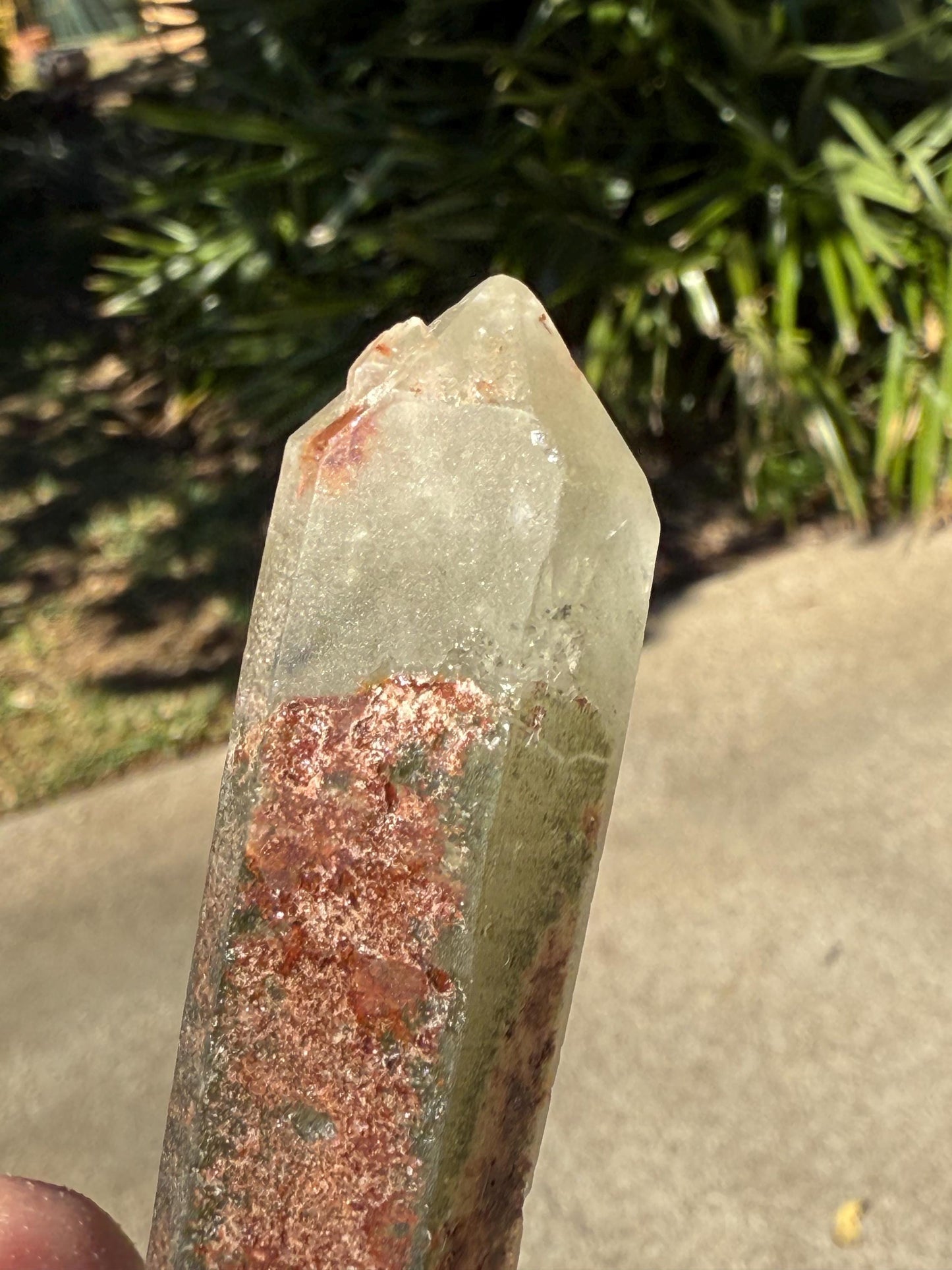 Strawberry Pink Mint Lemurian DT wand, new, high quality, striations, crystal healing, 3.5”, hematite, chlorite premium