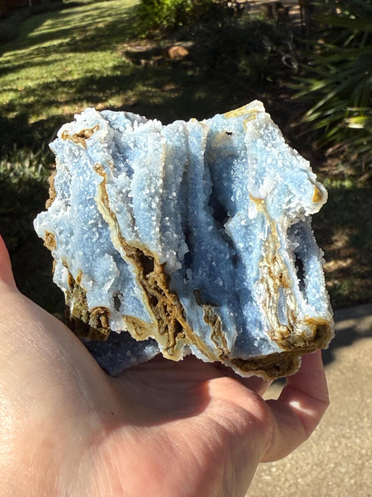 Blue Chalcedony Apophyllite with sparkle, celadonite, new, 5”, high vibration crystals, gifts, altar