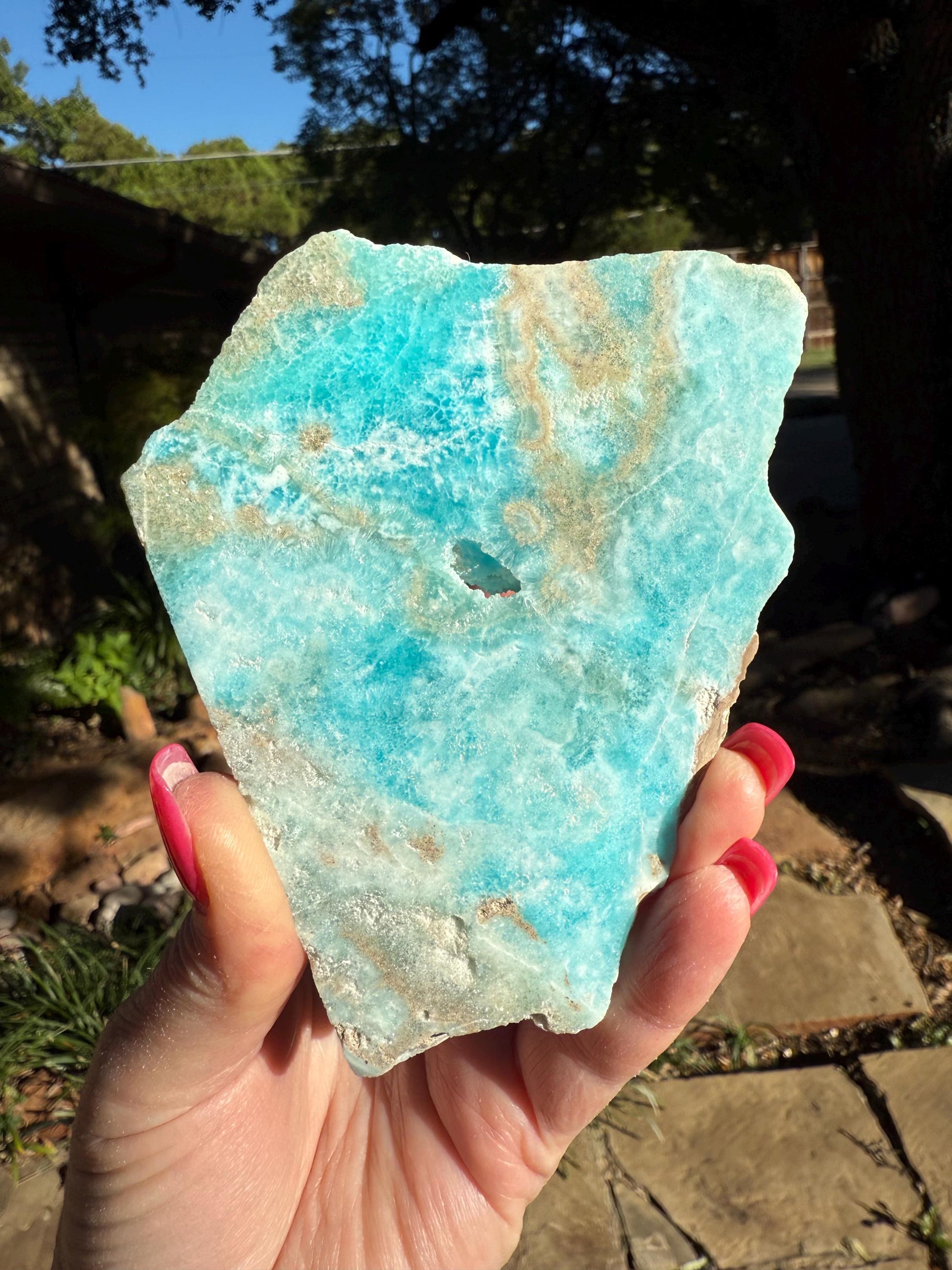 Blue Aragonite slab with druzy, 4.25”, new, natural, high vibration crystals and readings, gifts