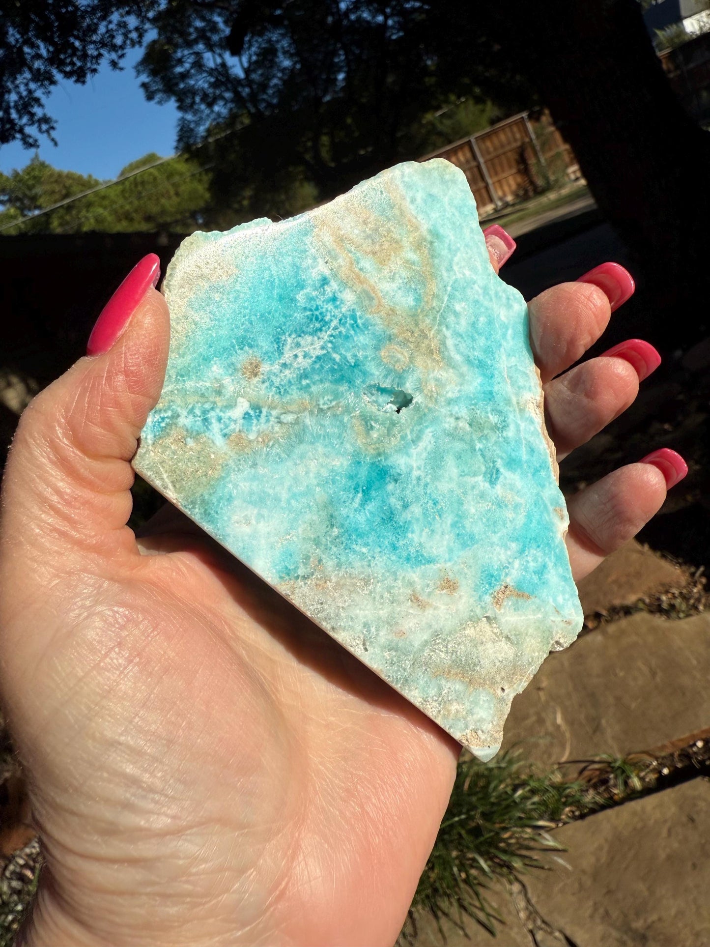 Blue Aragonite slab with druzy, 4.25”, new, natural, high vibration crystals and readings, gifts