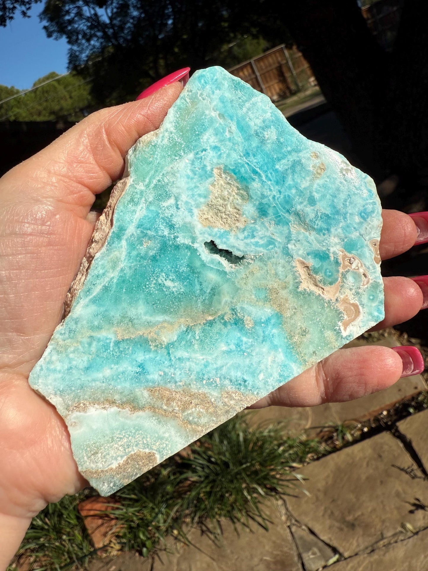 Blue Aragonite slab with druzy, 4.25”, new, natural, high vibration crystals and readings, gifts