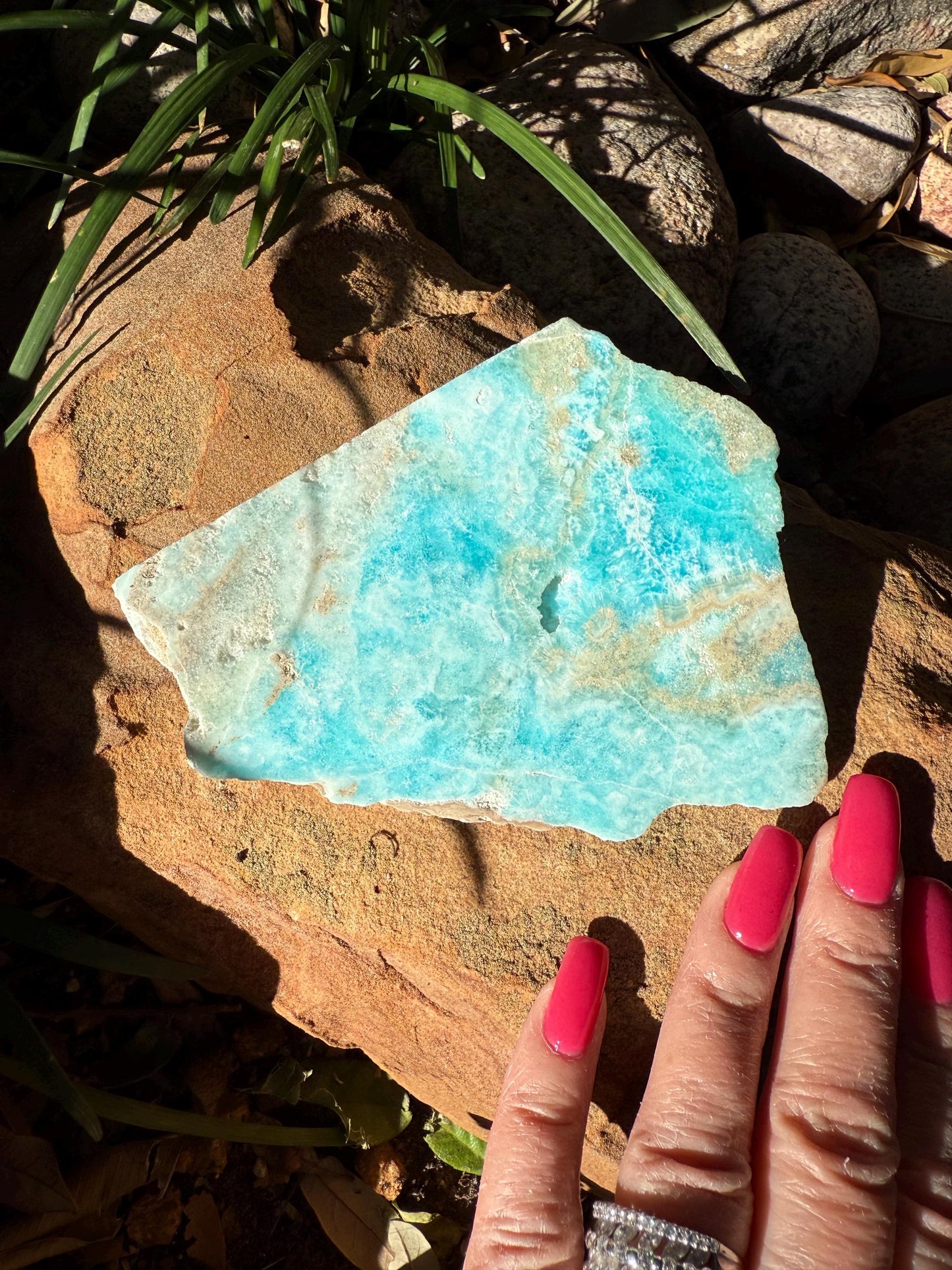 Blue Aragonite slab with druzy, 4.25”, new, natural, high vibration crystals and readings, gifts