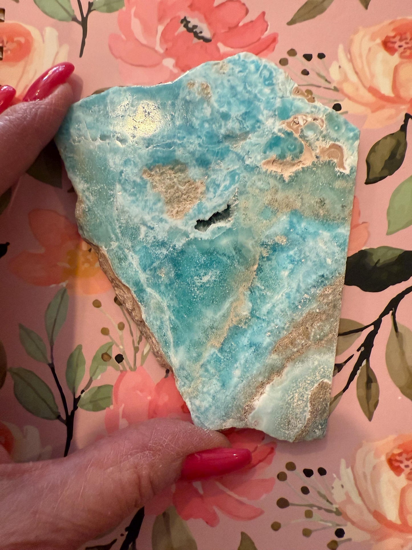 Blue Aragonite slab with druzy, 4.25”, new, natural, high vibration crystals and readings, gifts