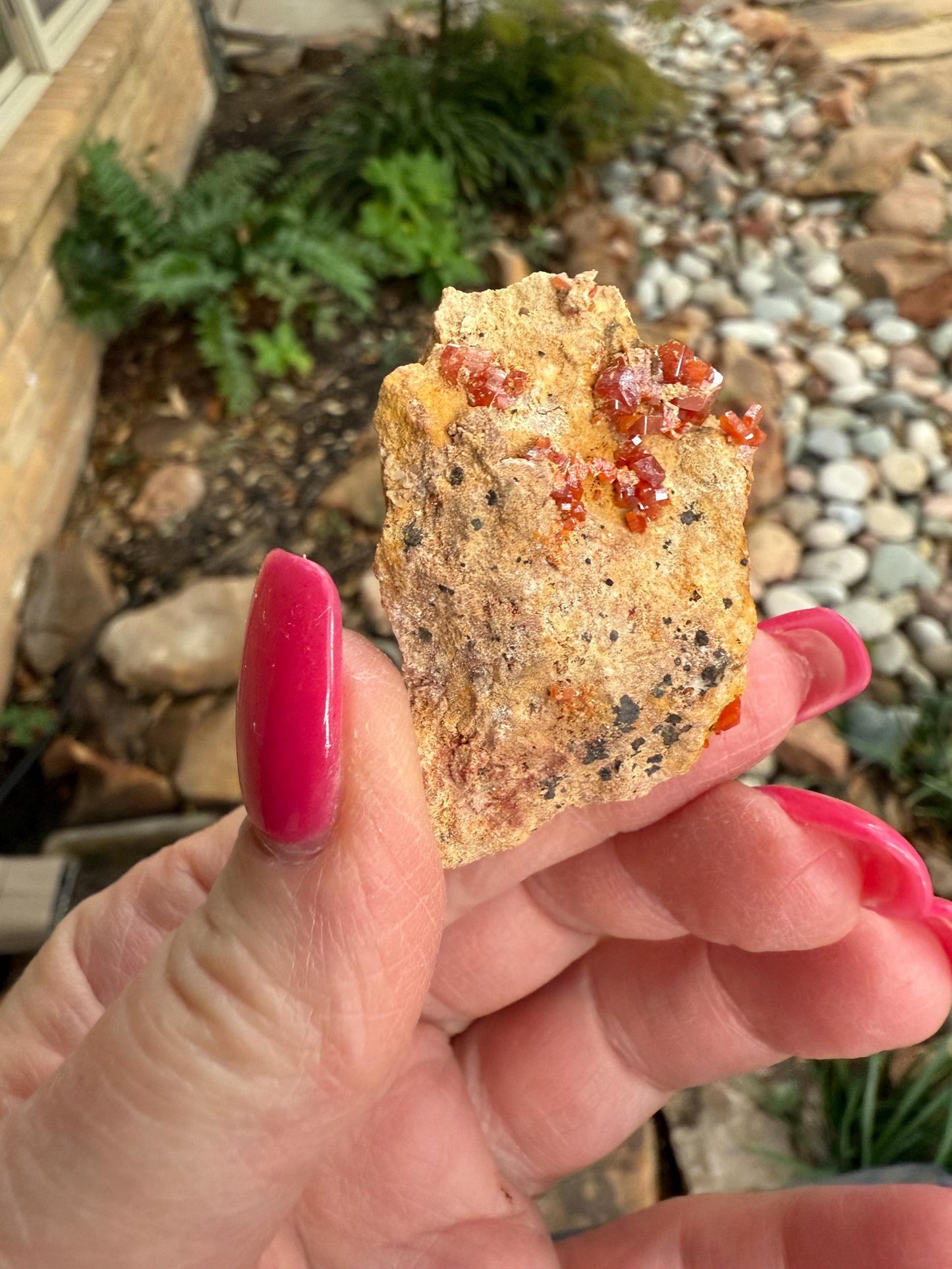 Chunky Vanadinite on Barite, sparkly with beautiful colors, high vibration crystals, gifts, 2”