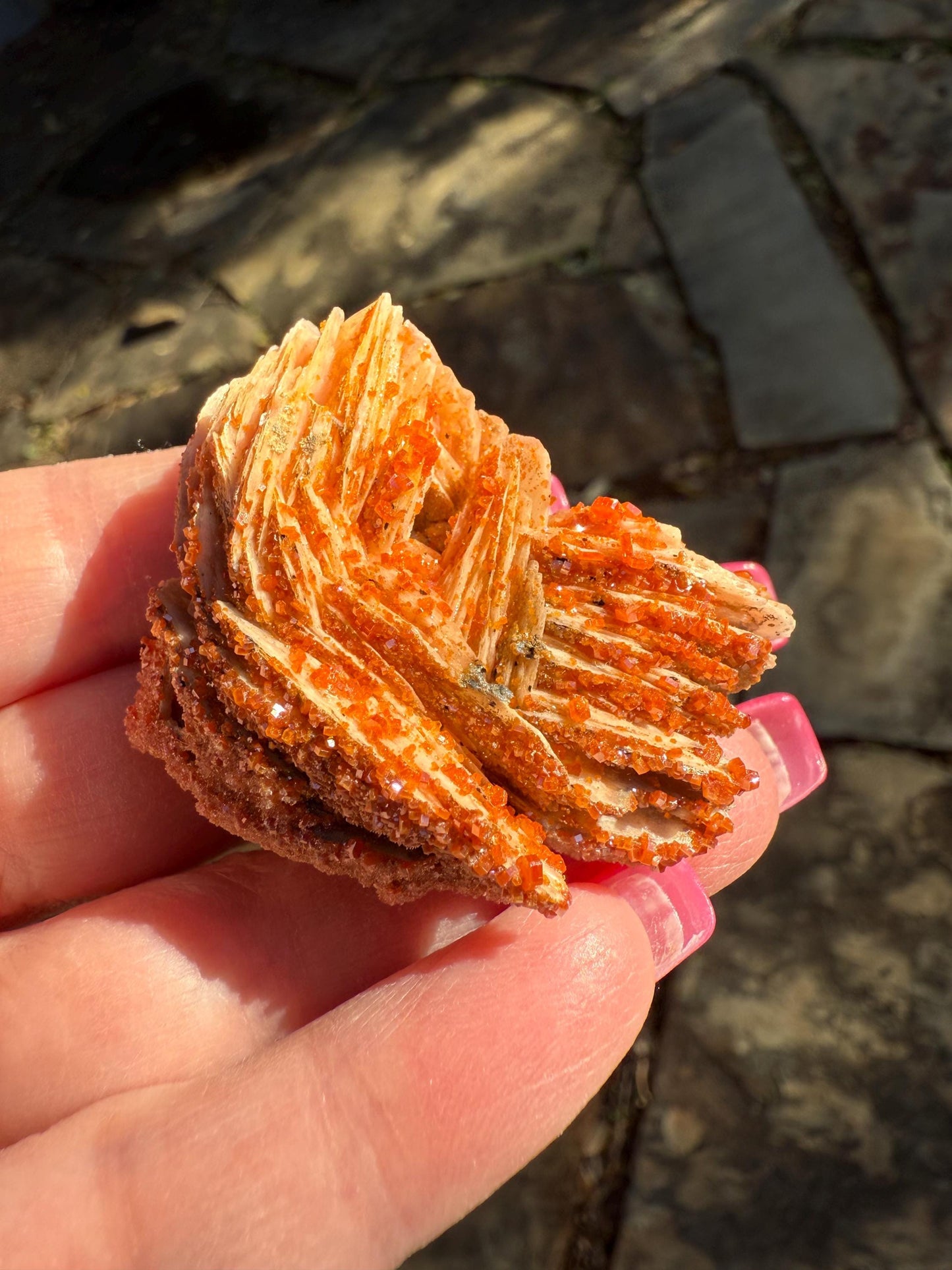 Chunky Rosette of Vanadinite on Barite, sparkly with beautiful petals, high vibration crystals, gifts