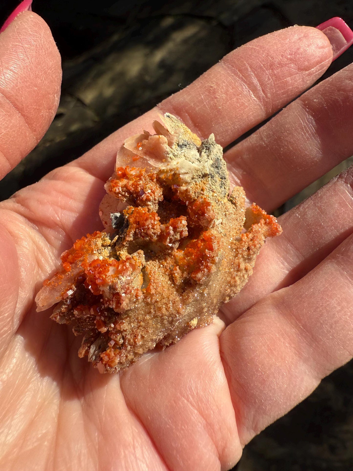 Chunky Rosette of Vanadinite on Barite, sparkly with beautiful petals, high vibration crystals, gifts