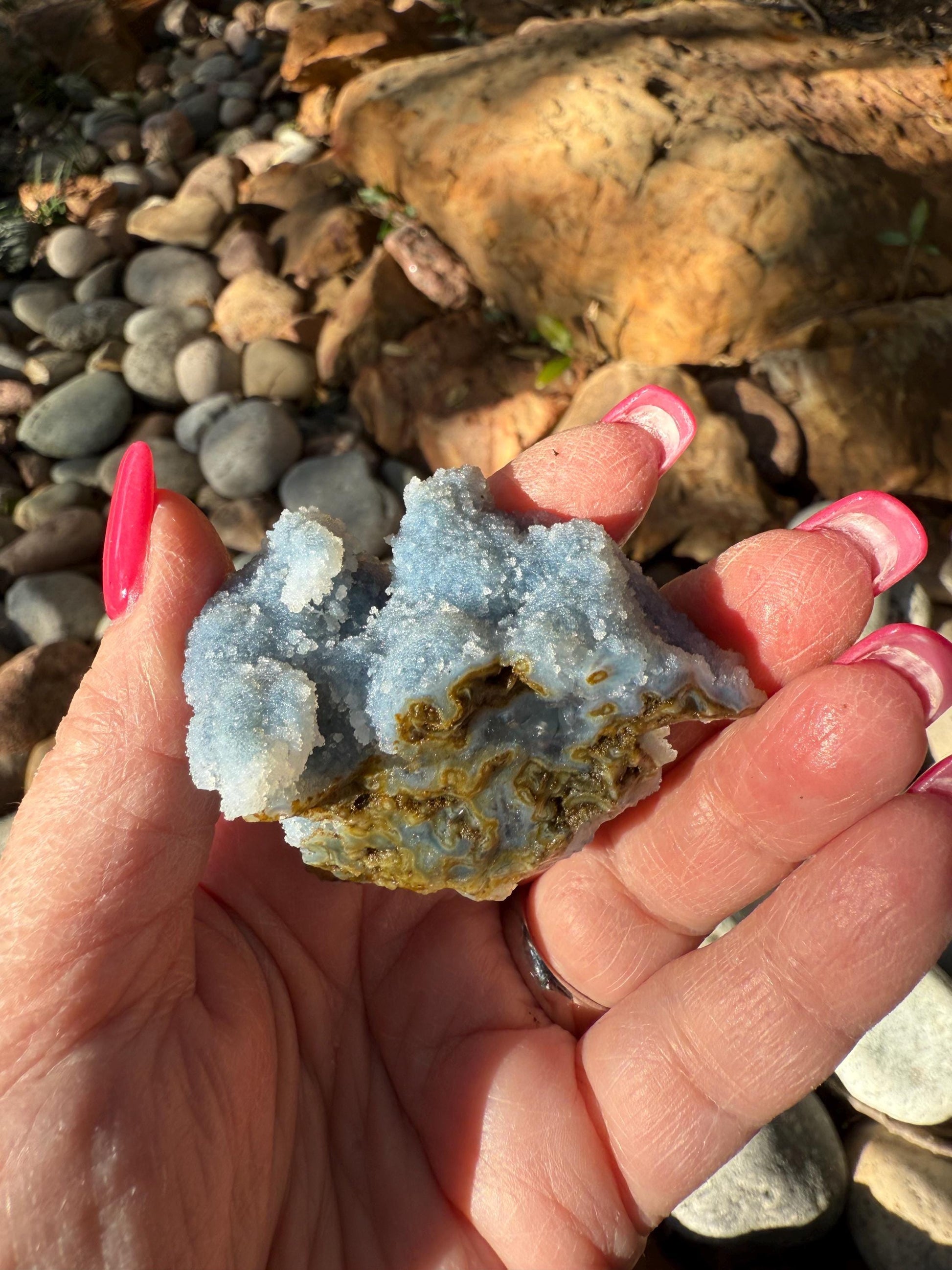 Blue Chalcedony Apophyllite with sparkle, celadonite, new, 2”, high vibration crystals, gifts, altar