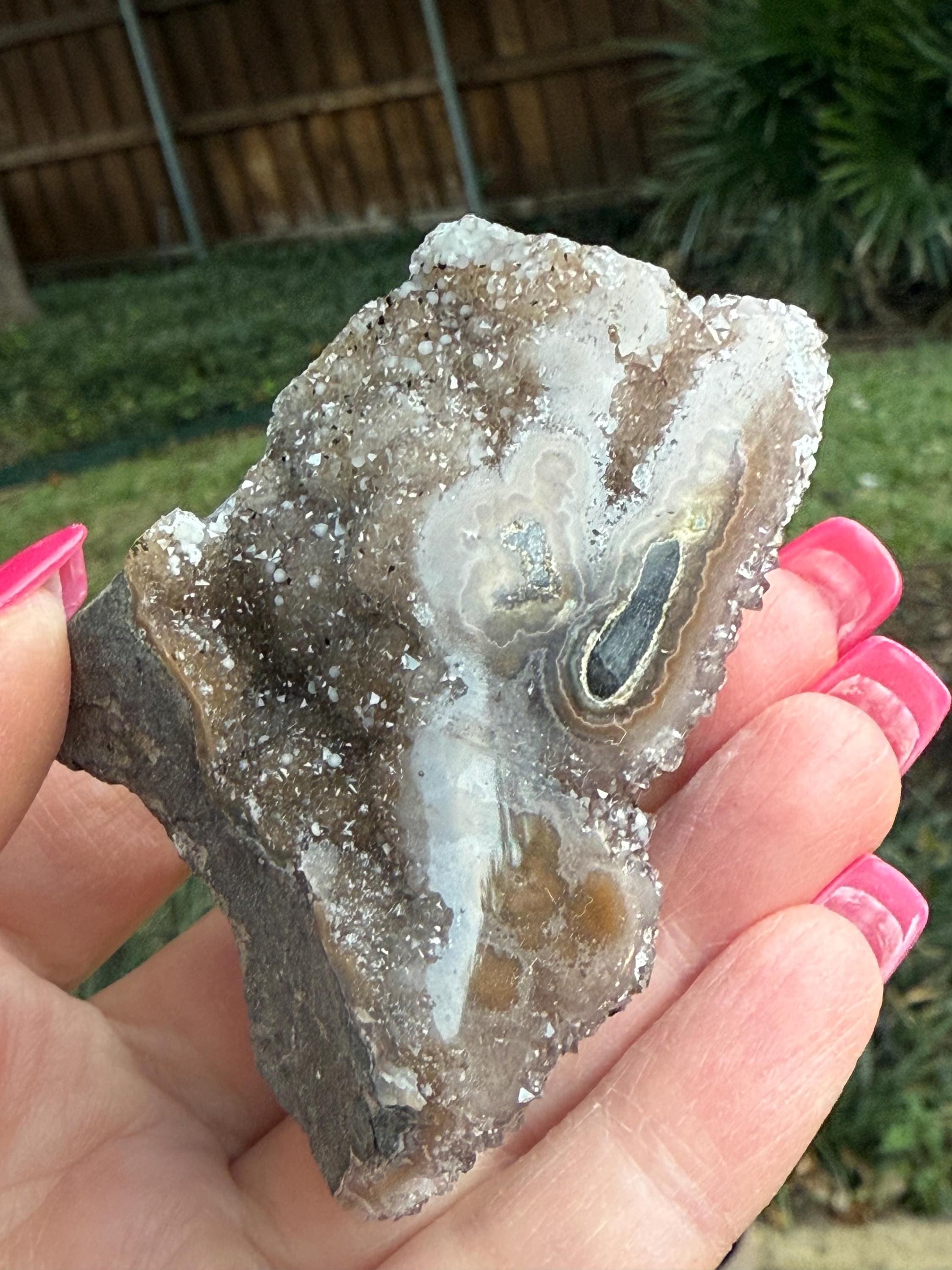 Mauve Brown Galaxy Stalactite Eye Amethyst Bed, 2”x2”, altar, gift, crystals, high vibration crystals