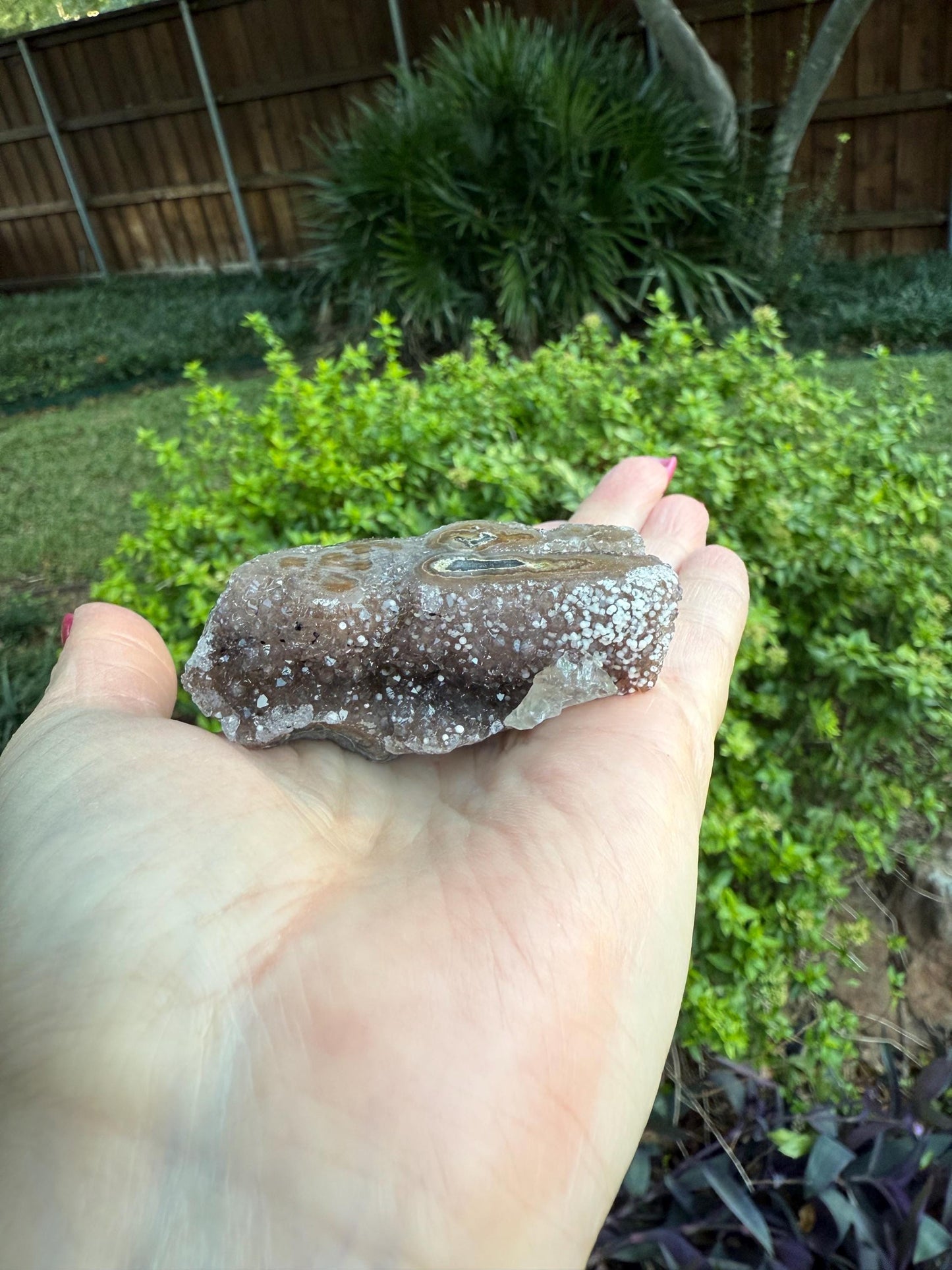 Mauve Brown Galaxy Stalactite Eye Amethyst Bed, 2”x2”, altar, gift, crystals, high vibration crystals