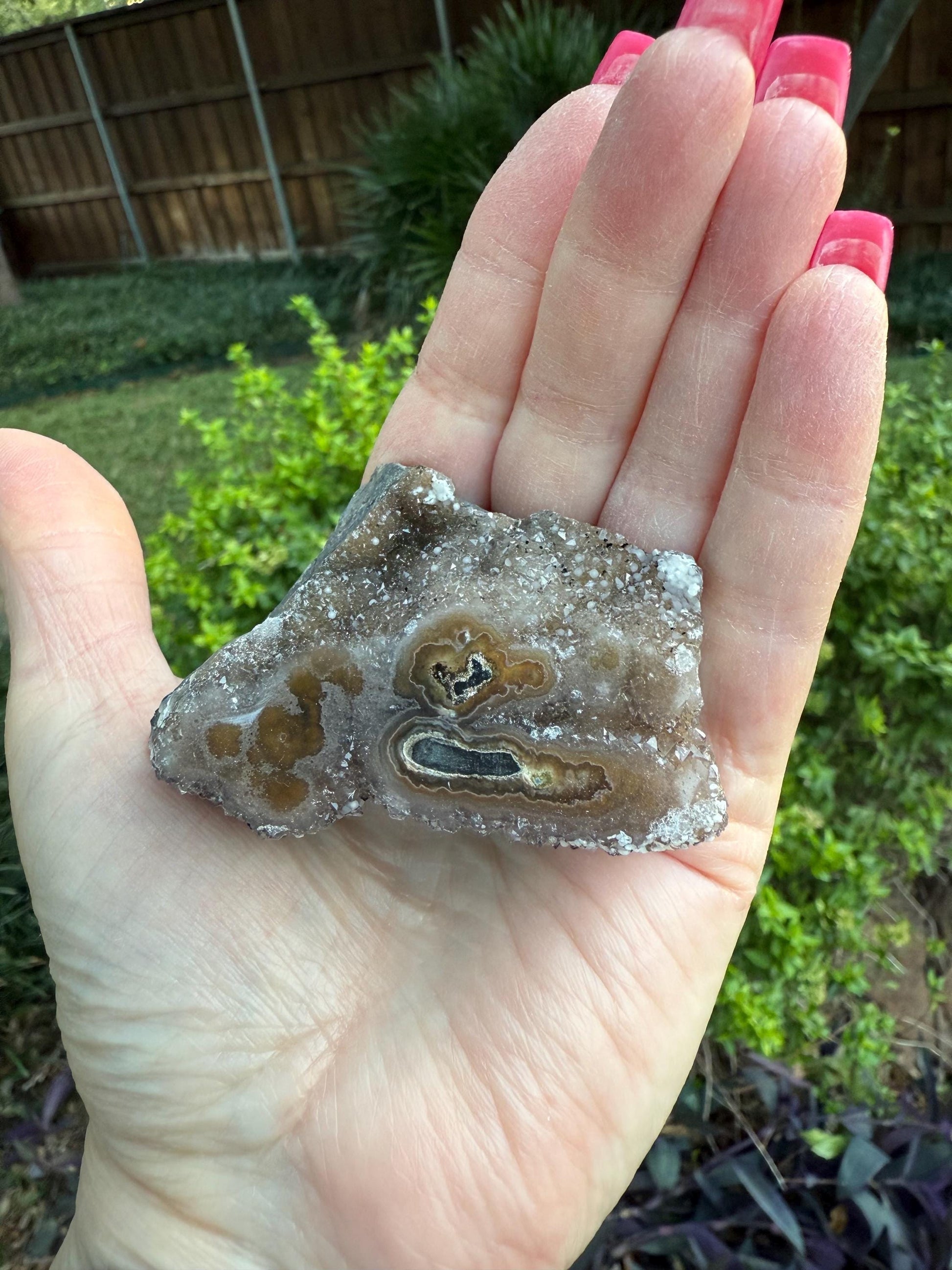 Mauve Brown Galaxy Stalactite Eye Amethyst Bed, 2”x2”, altar, gift, crystals, high vibration crystals