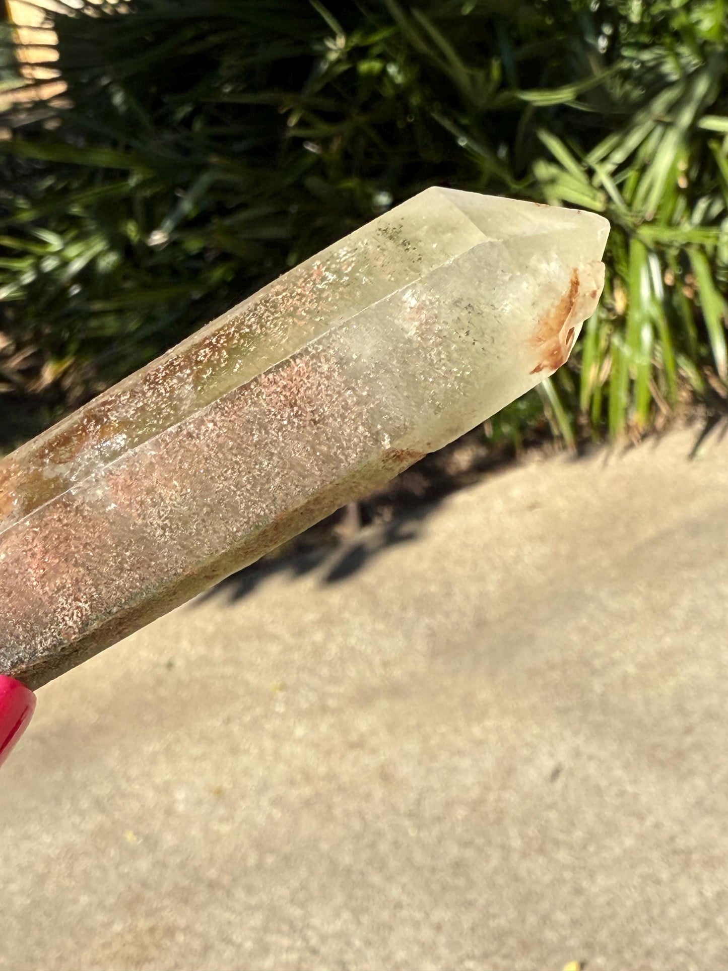 Strawberry Pink Mint Lemurian DT wand, new, high quality, striations, crystal healing, 3.5”, hematite, chlorite premium