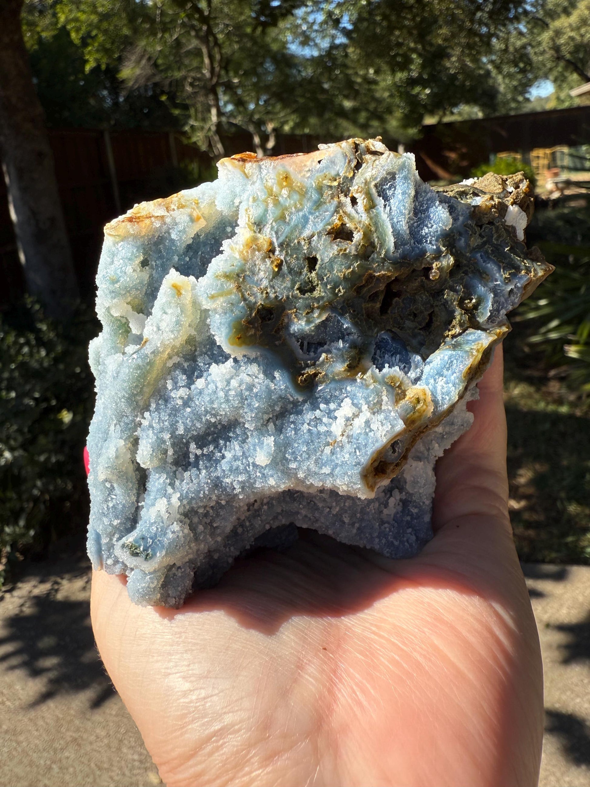 Blue Chalcedony Apophyllite with sparkle, celadonite, new, 5”, high vibration crystals, gifts, altar