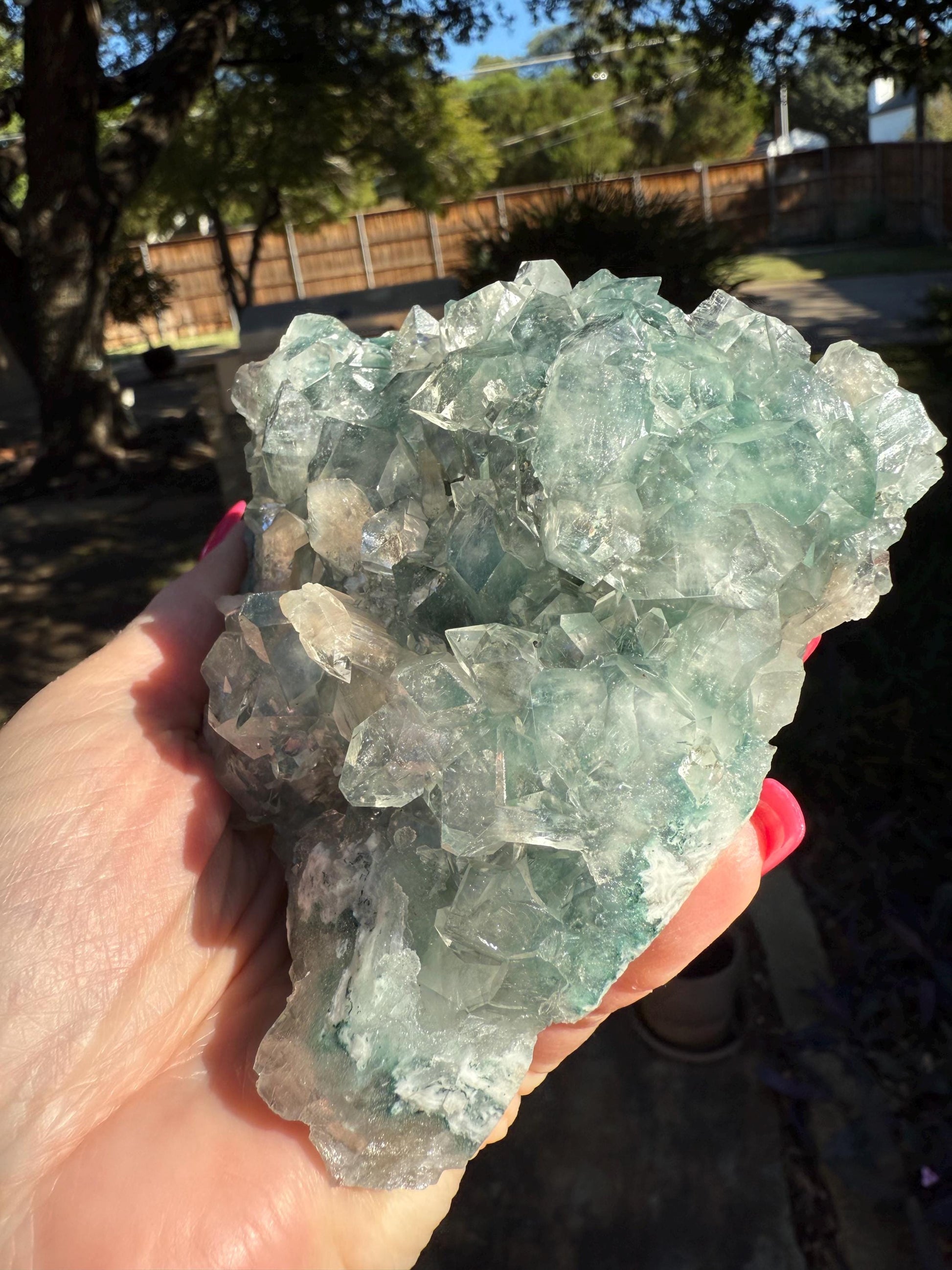 Heavy Green Apophyllite Fairy Bed double-sided with sparkle, 4.5”, high vibration crystals, gifts, altar