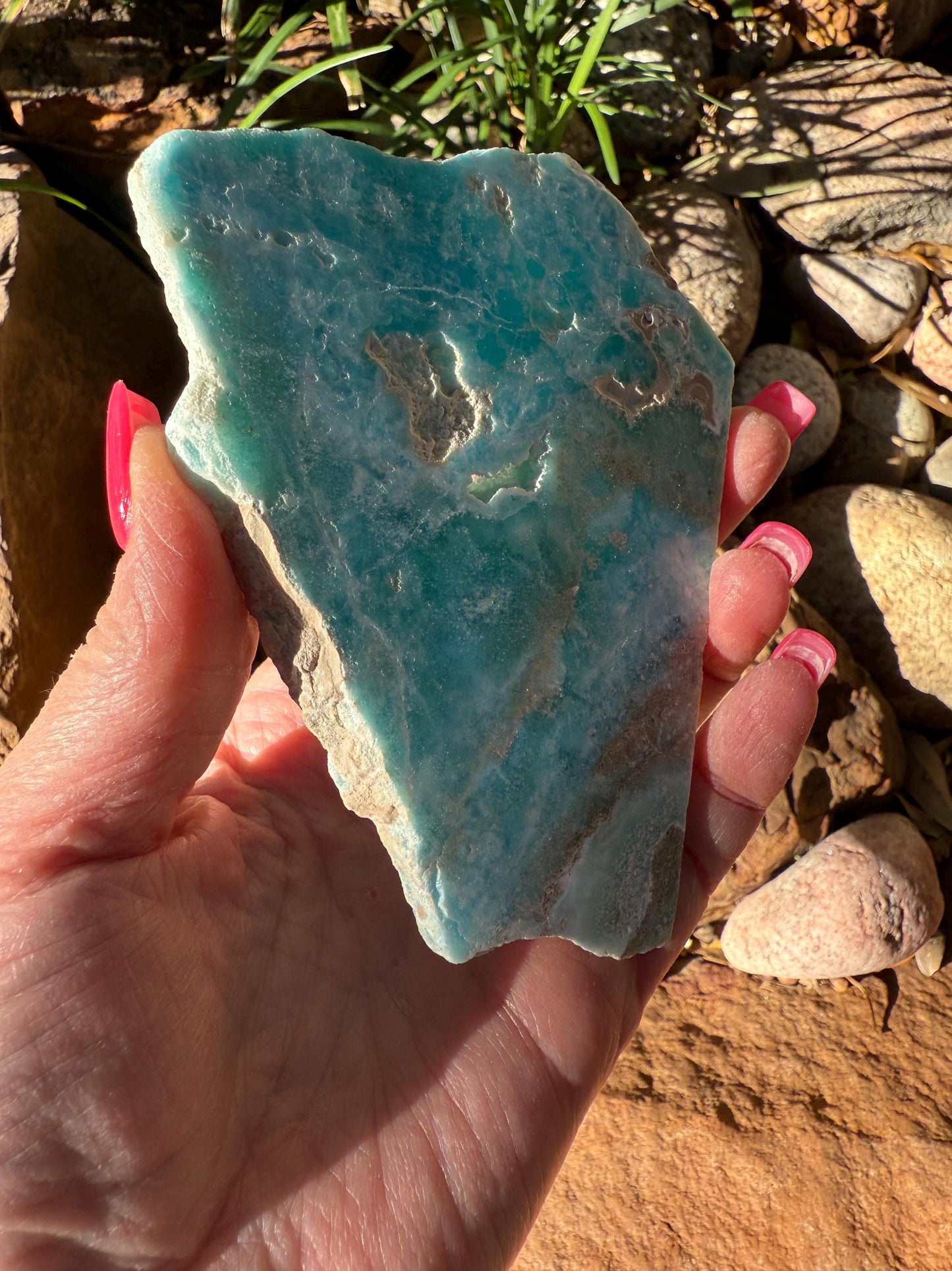 Blue Aragonite slab with druzy, 4.25”, new, natural, high vibration crystals and readings, gifts