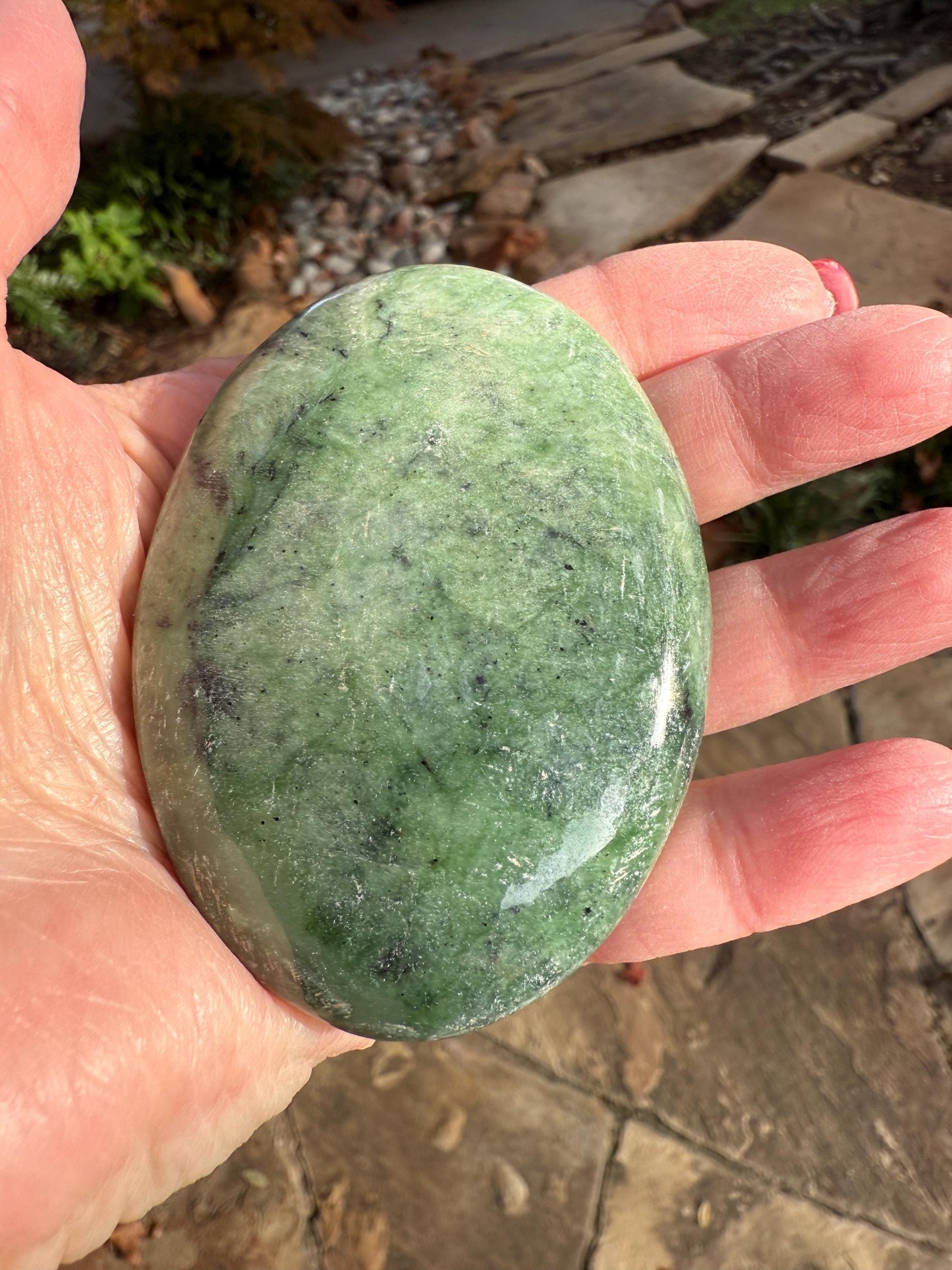 Nephrite Jade Palm Stone, Exquisite, approx 3”, gift, new in shop, healing crystals