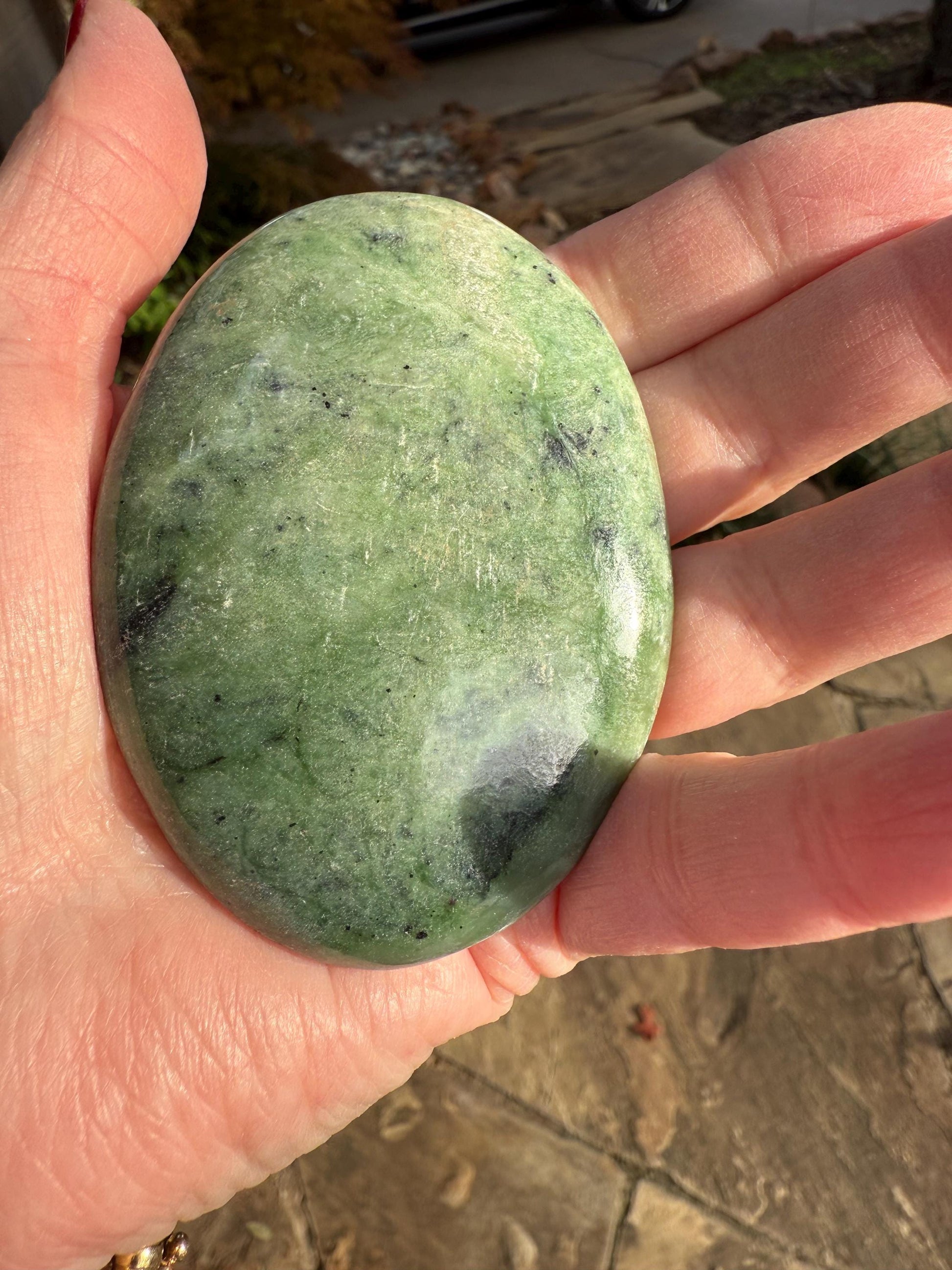 Nephrite Jade Palm Stone, Exquisite, approx 3”, gift, new in shop, healing crystals