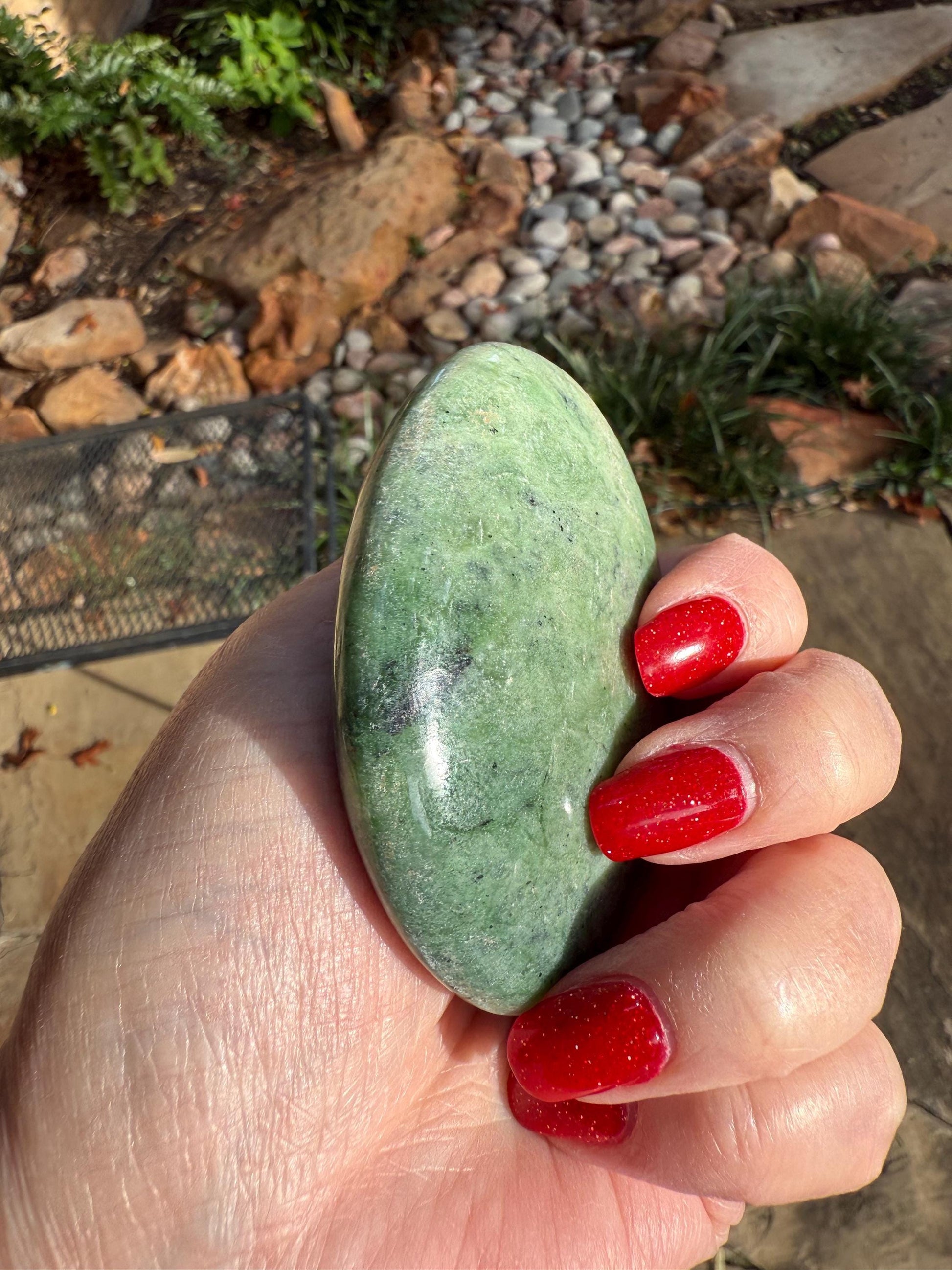 Nephrite Jade Palm Stone, Exquisite, approx 3”, gift, new in shop, healing crystals