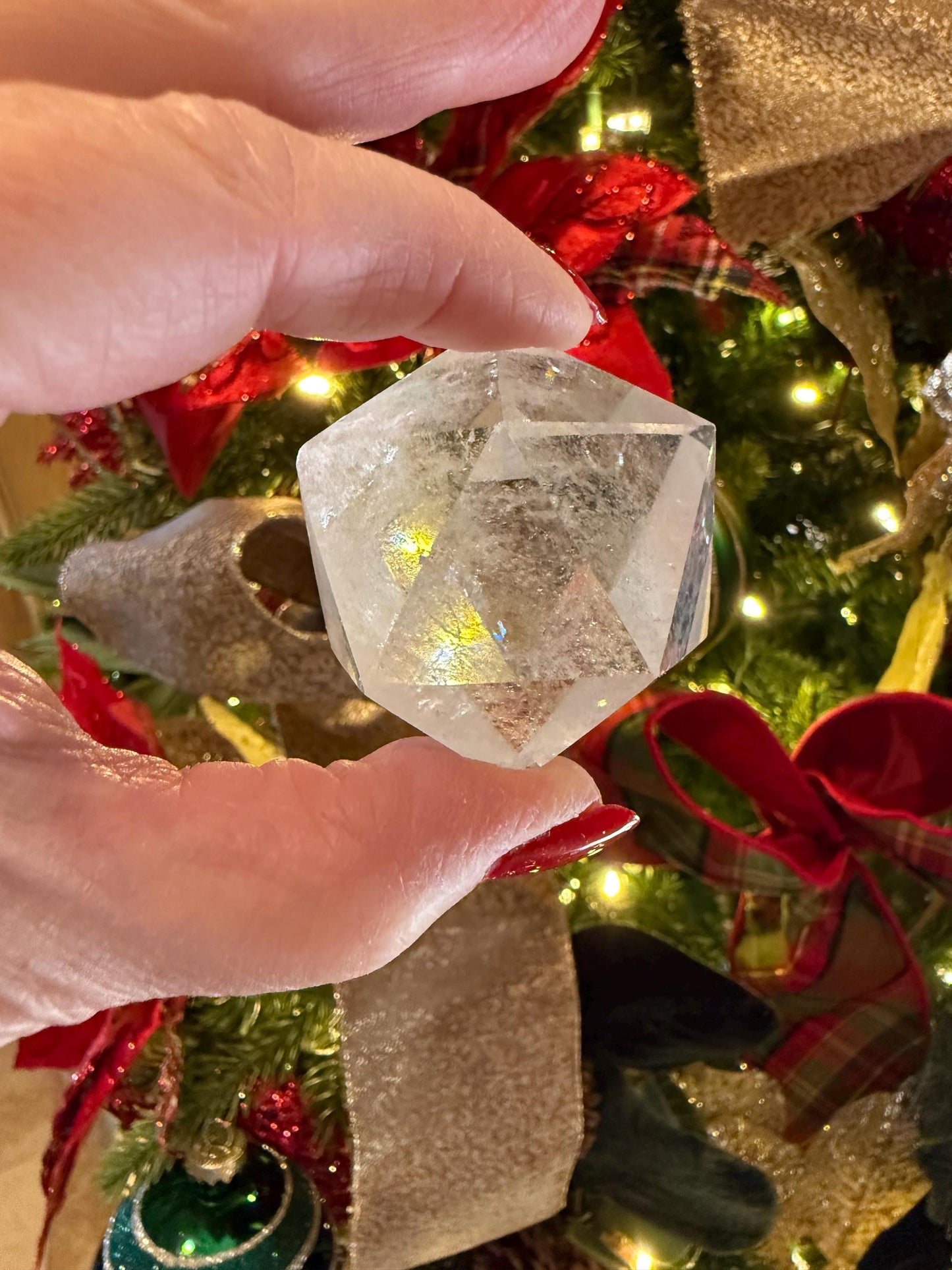 Lemurian Icosahedron triangle faces, Polished cut carving, 2”, fine healing magick crystal, high vibration crystals