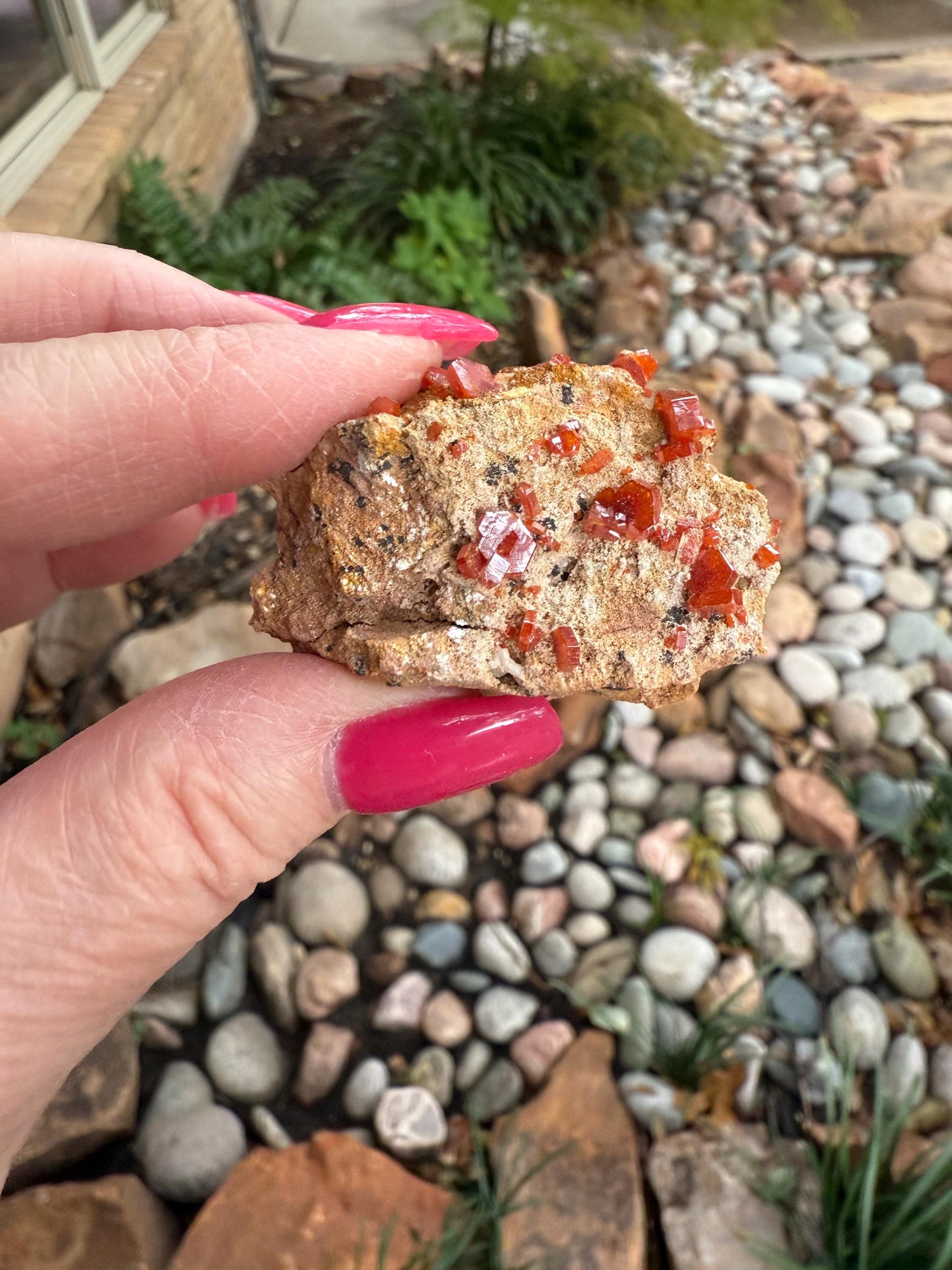 Chunky Vanadinite on Barite, sparkly with beautiful colors, high vibration crystals, gifts, 2”