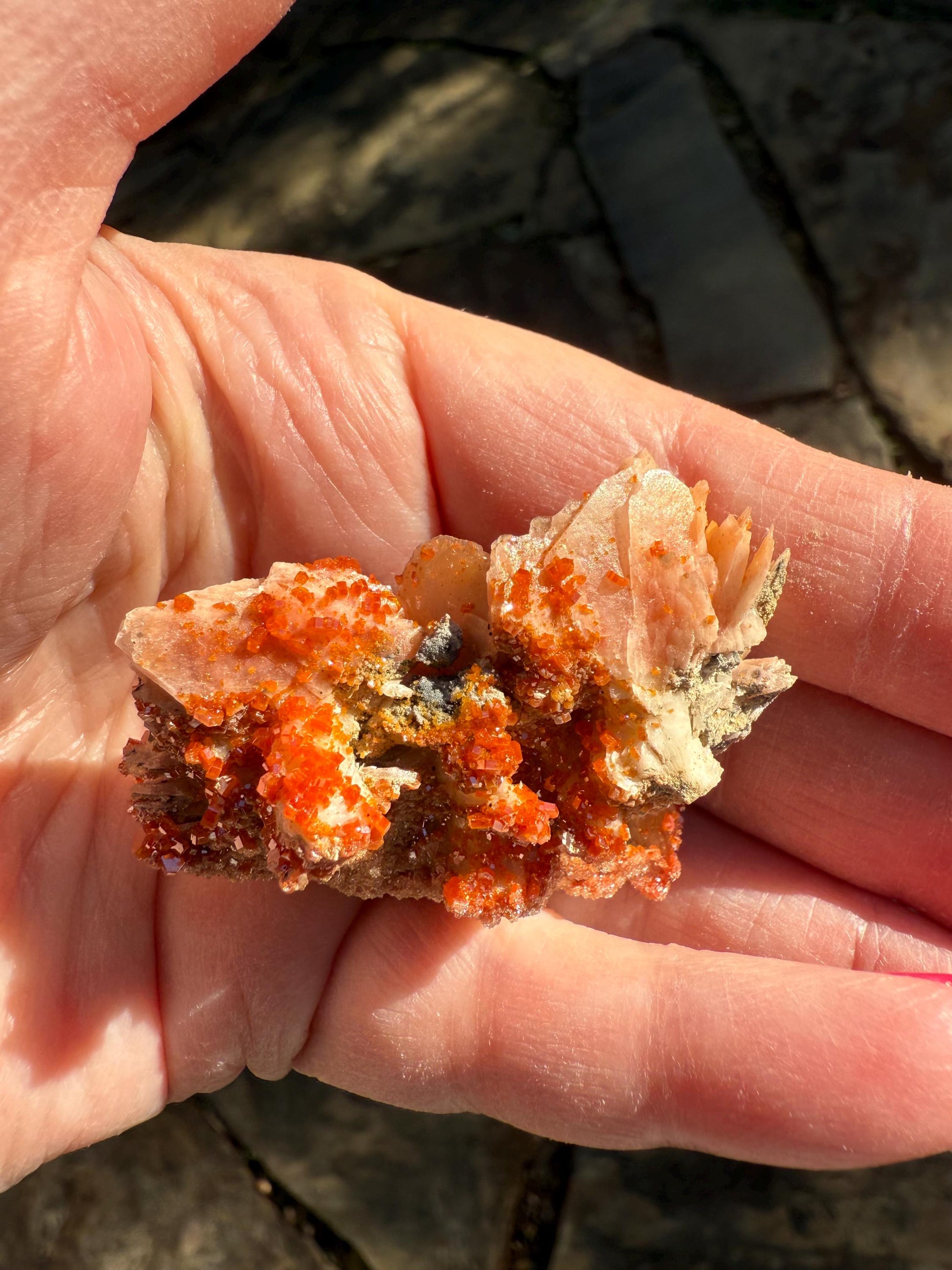 Chunky Rosette of Vanadinite on Barite, sparkly with beautiful petals, high vibration crystals, gifts