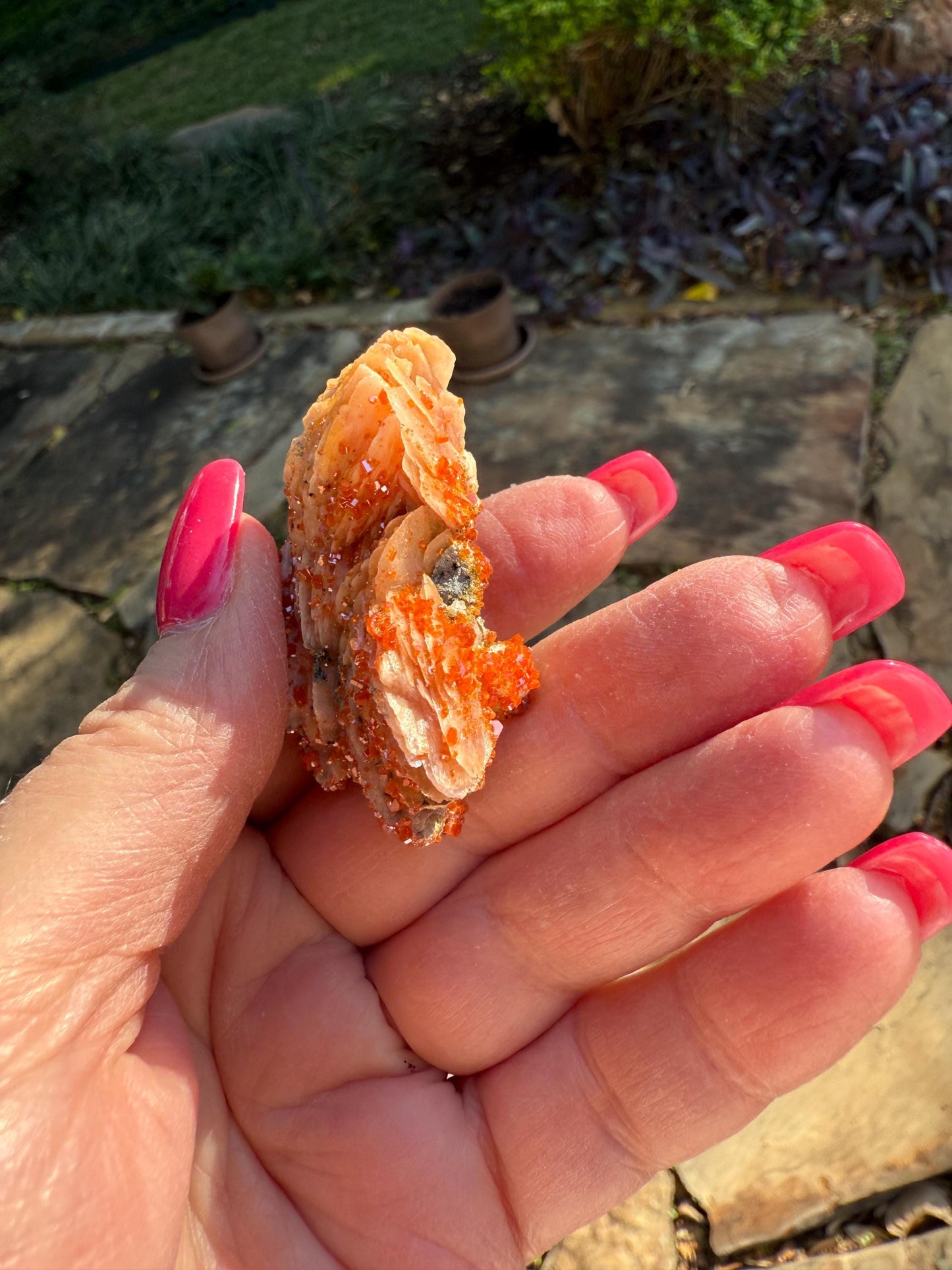 Chunky Rosette of Vanadinite on Barite, sparkly with beautiful petals, high vibration crystals, gifts