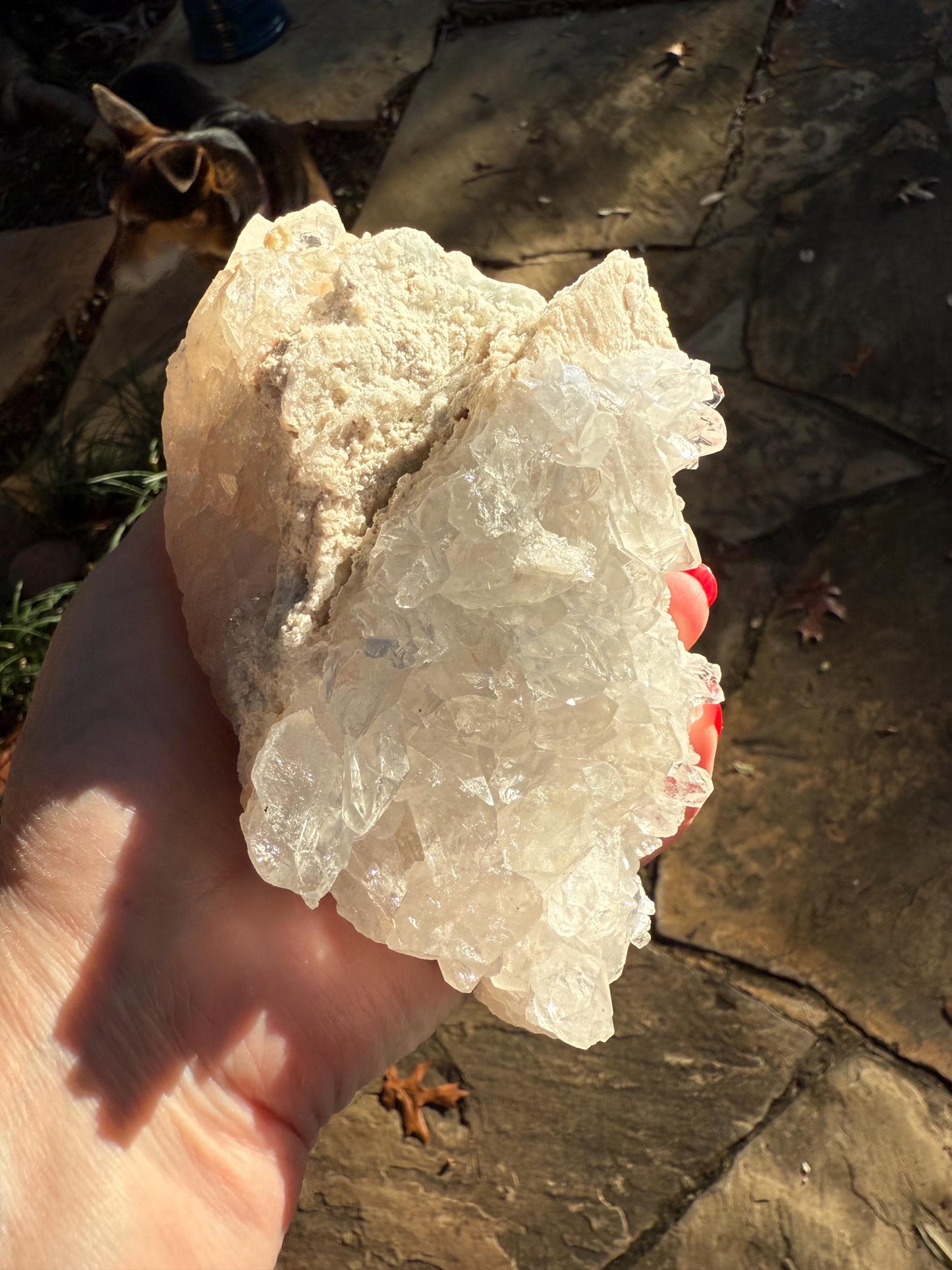 Large Dumortierite in Quartz cluster bed, gorgeous and so rare, Brazil, high vibration crystal healing