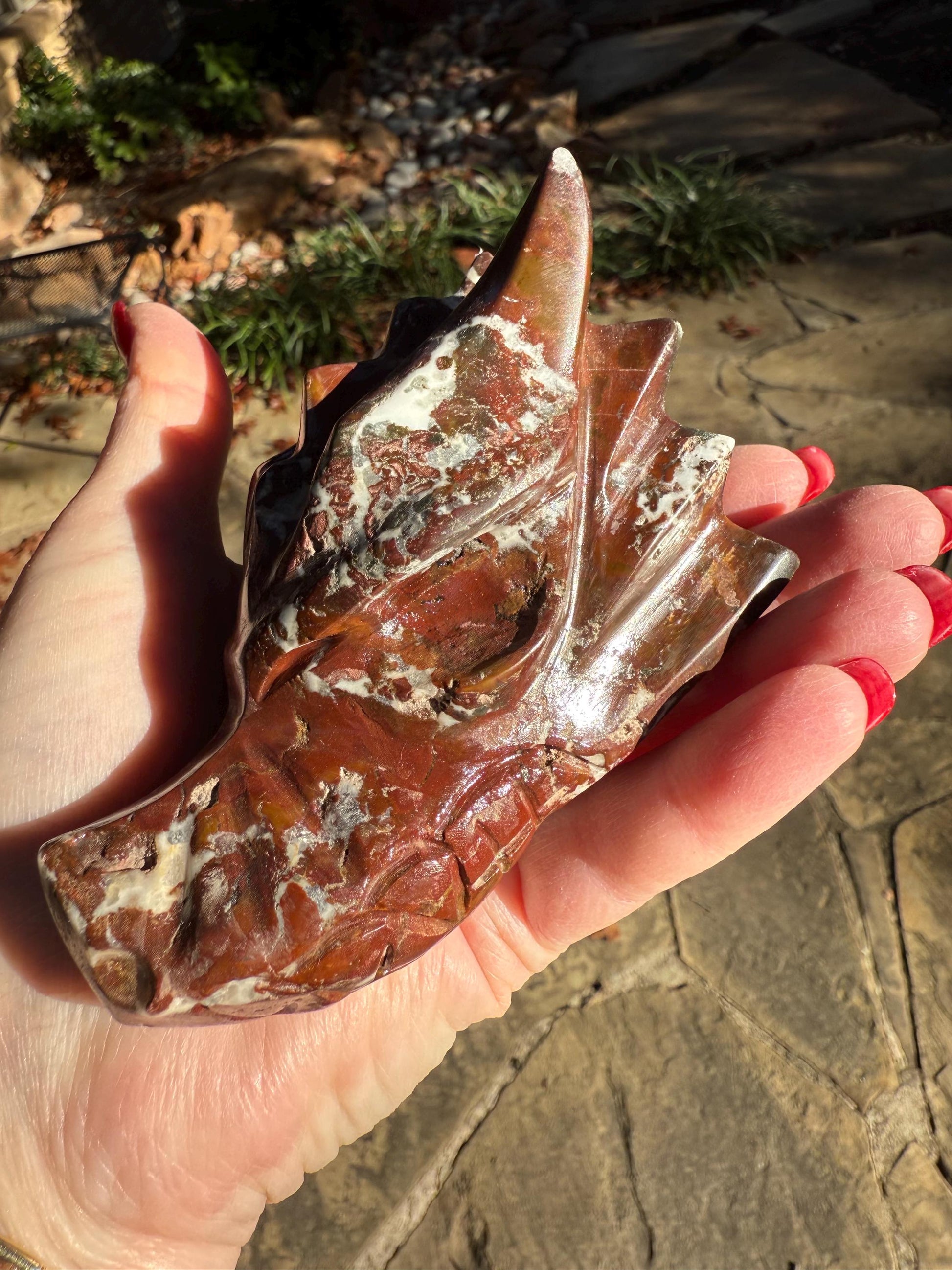 Red Jasper Dragon Skull, 3.75”, altar, gifts, high vibration crystals, crystal healing