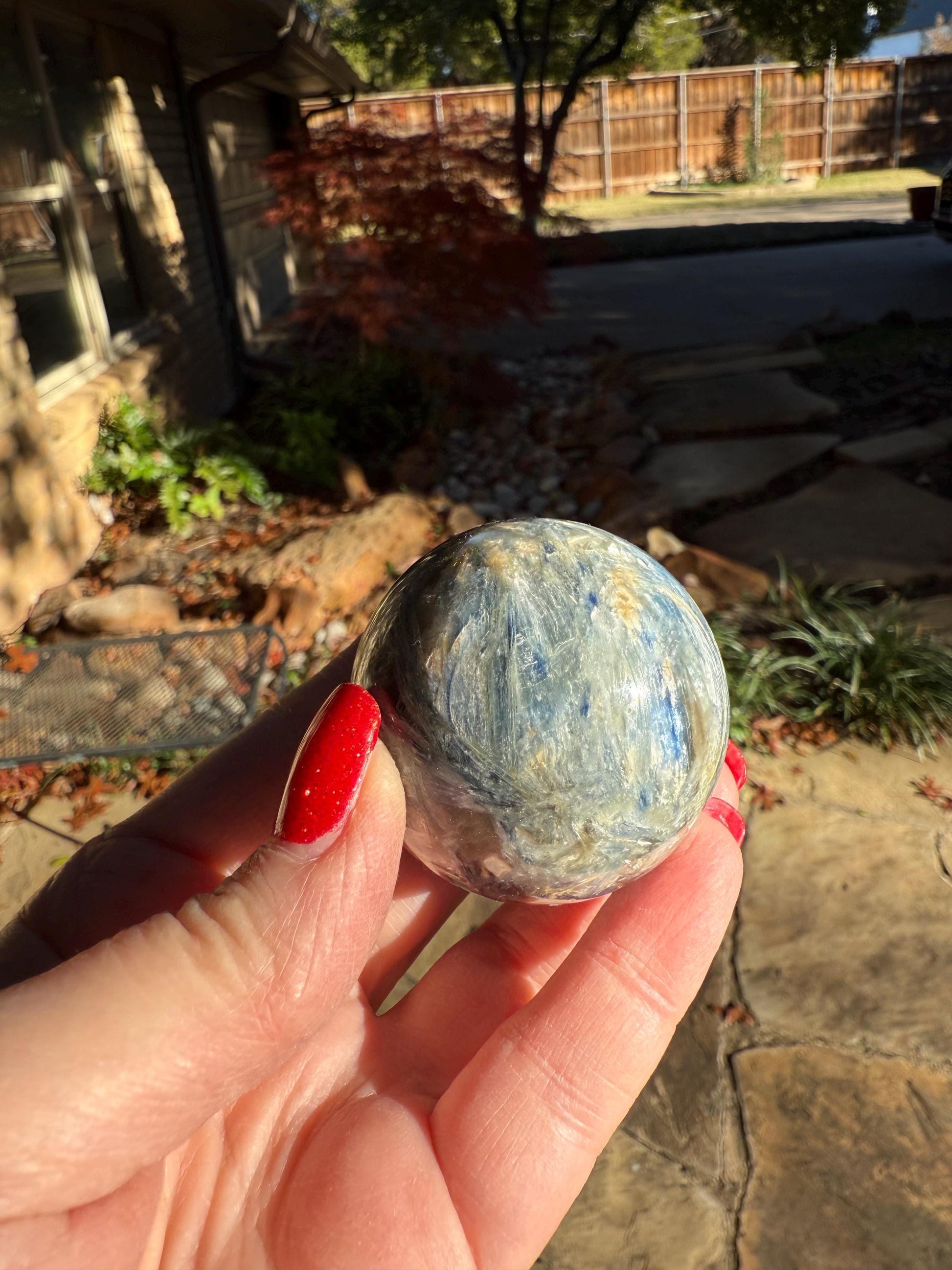 Premium Blue Kyanite Sphere, 6” around, new, gorgeous high vibration crystals