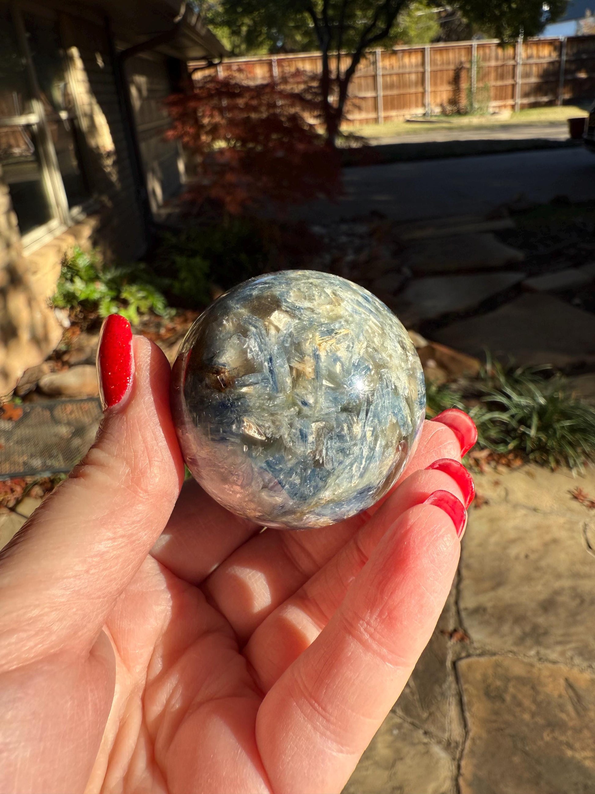 Premium Blue Kyanite Sphere, 6” around, new, gorgeous high vibration crystals