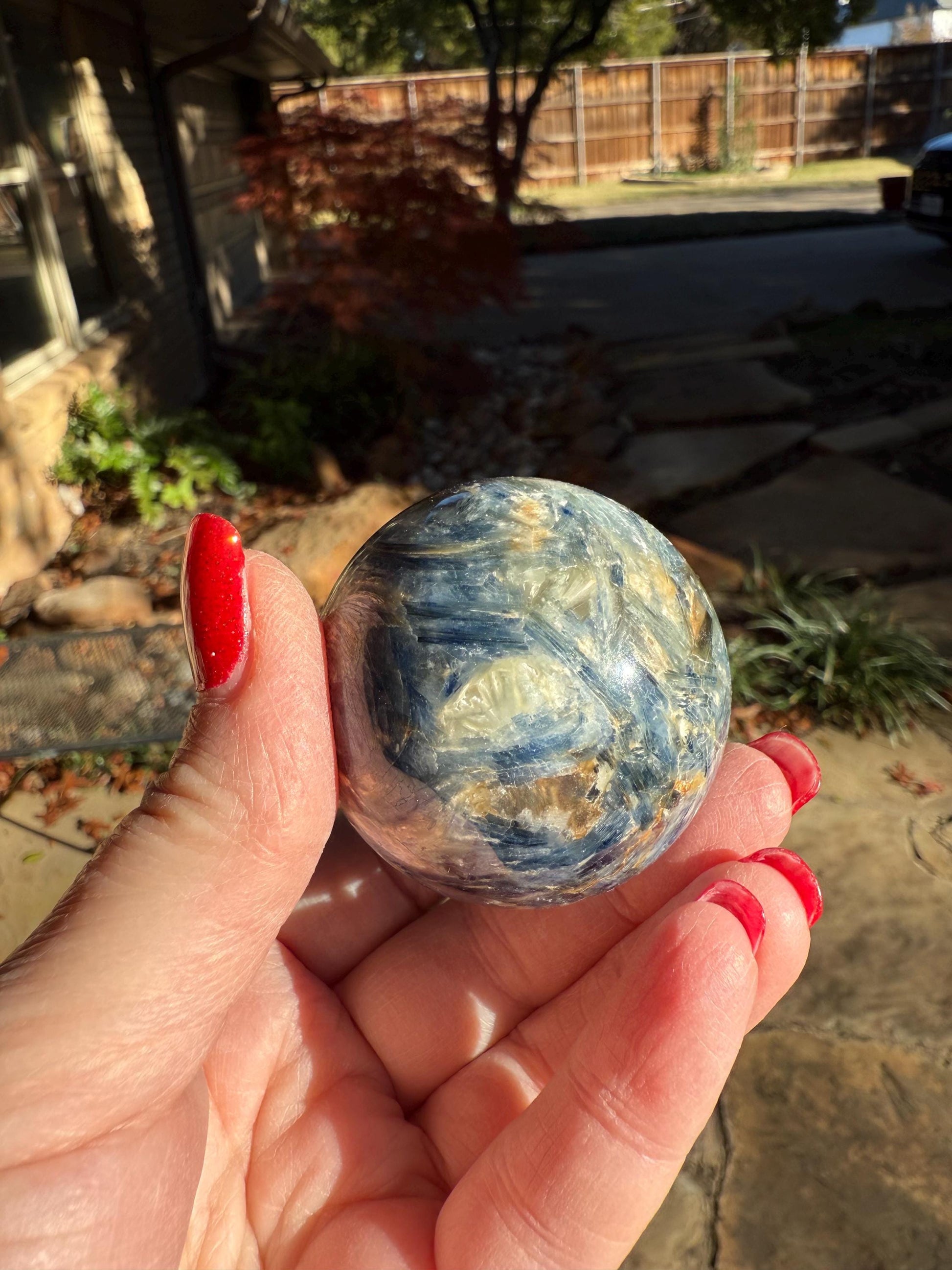 Premium Blue Kyanite Sphere, 6” around, new, gorgeous high vibration crystals