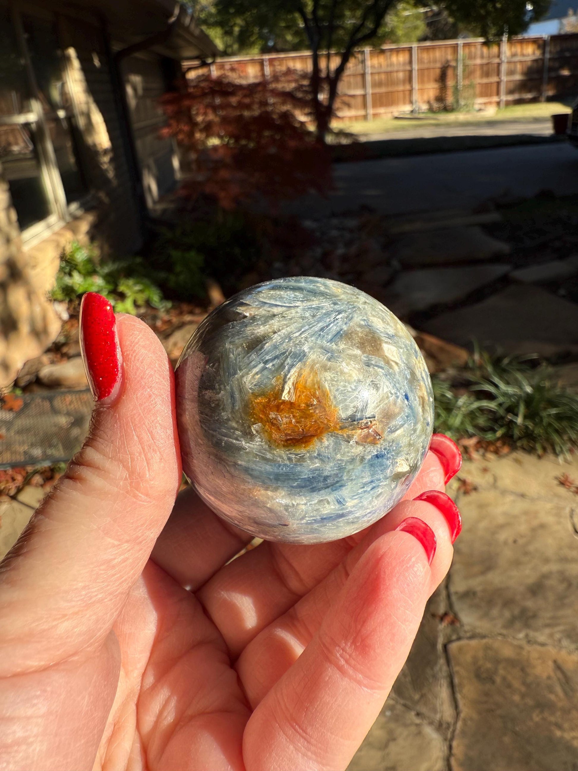 Premium Blue Kyanite Sphere, 6” around, new, gorgeous high vibration crystals